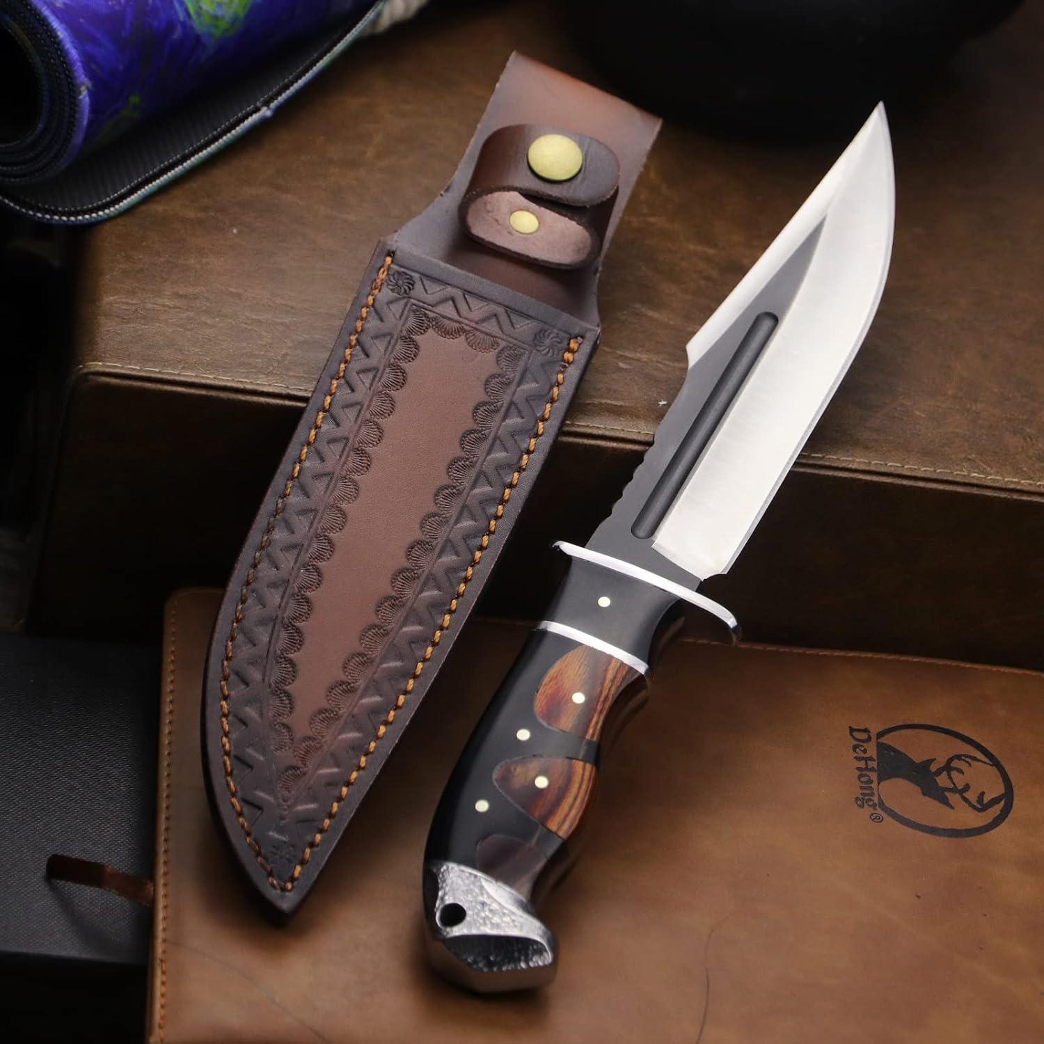 Cuchillo de Caza WPKOPYA YMX-zd2-88 18 cm con Funda de Cuero