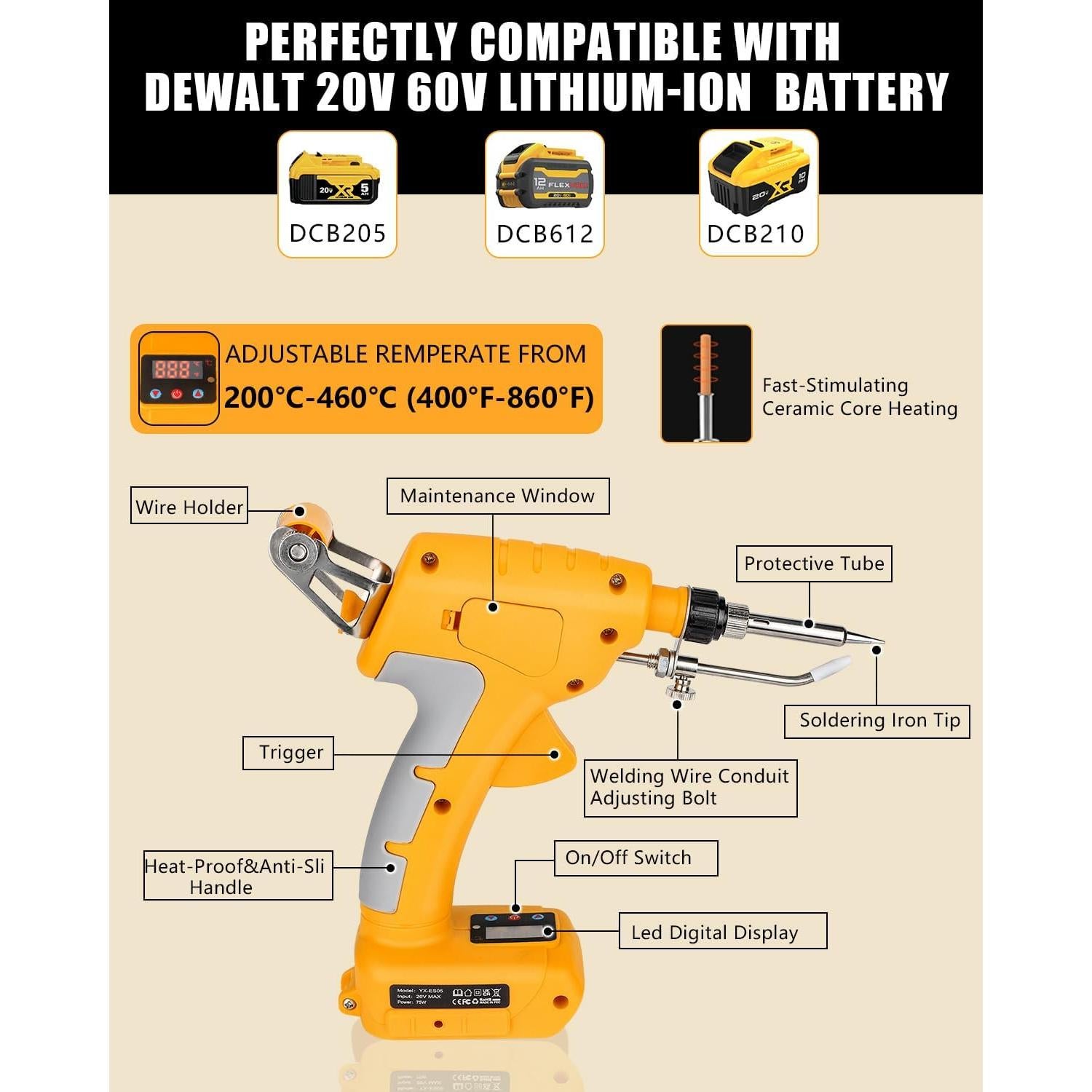 Kit Soldador Inalámbrico Taingwei 75W para Batería Dewalt