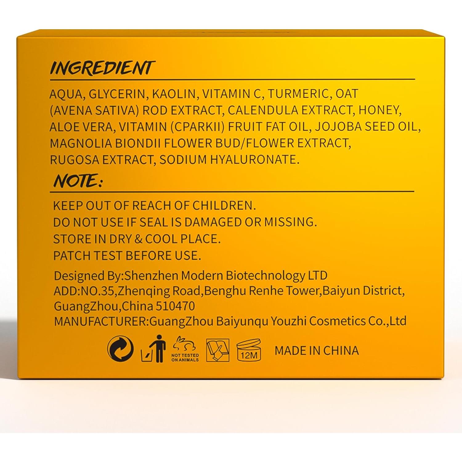 Máscara de Arcilla Vitamina C Turmeric YOUZHI 200g Cuidado Piel