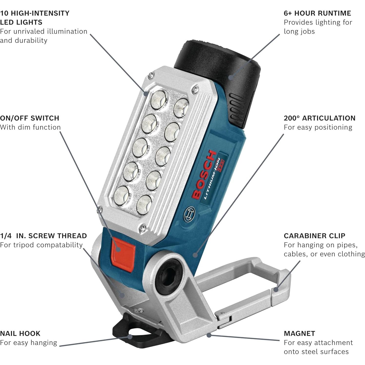 Luz de Trabajo LED Bosch 12V Max FL12 - 10 LEDs, 12h