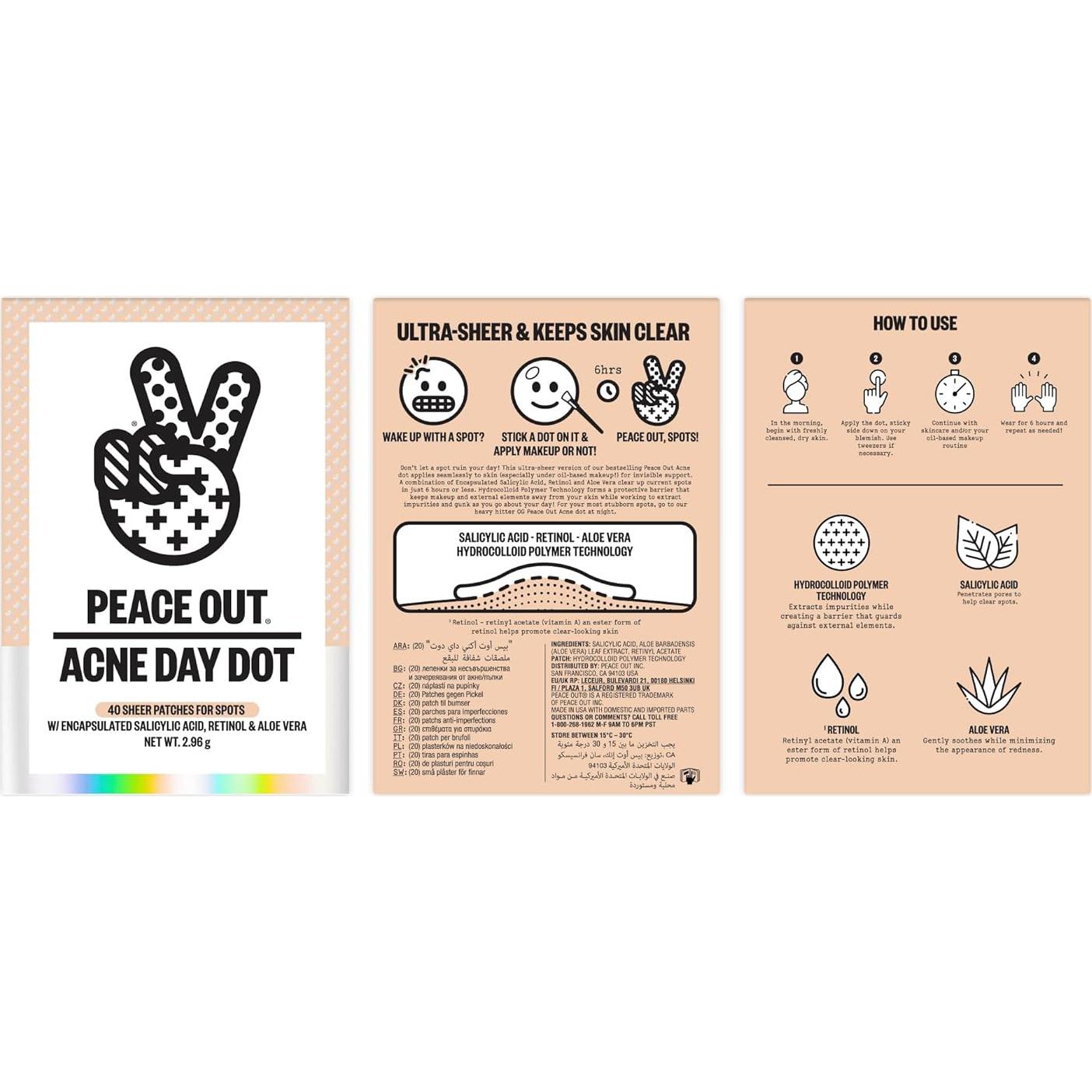 Puntos de Acné Diurnos Peace Out - 40 Parches Hidrocoloides