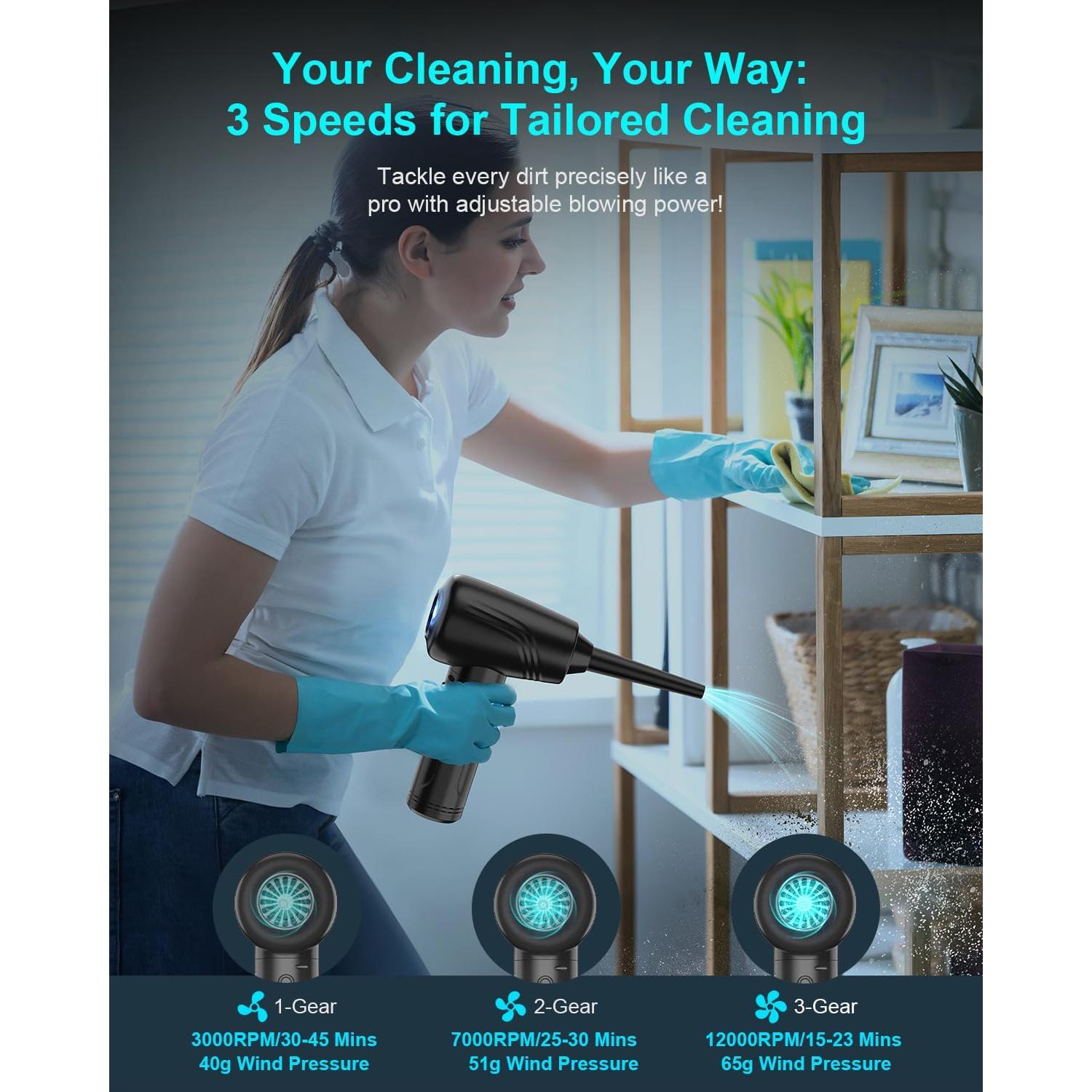 Soplador de Aire Comprimido BANNKY AD34 3 Velocidades 9000mAh