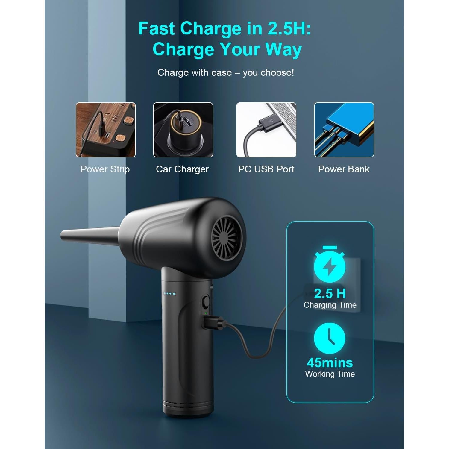 Soplador de Aire Comprimido BANNKY AD34 3 Velocidades 9000mAh