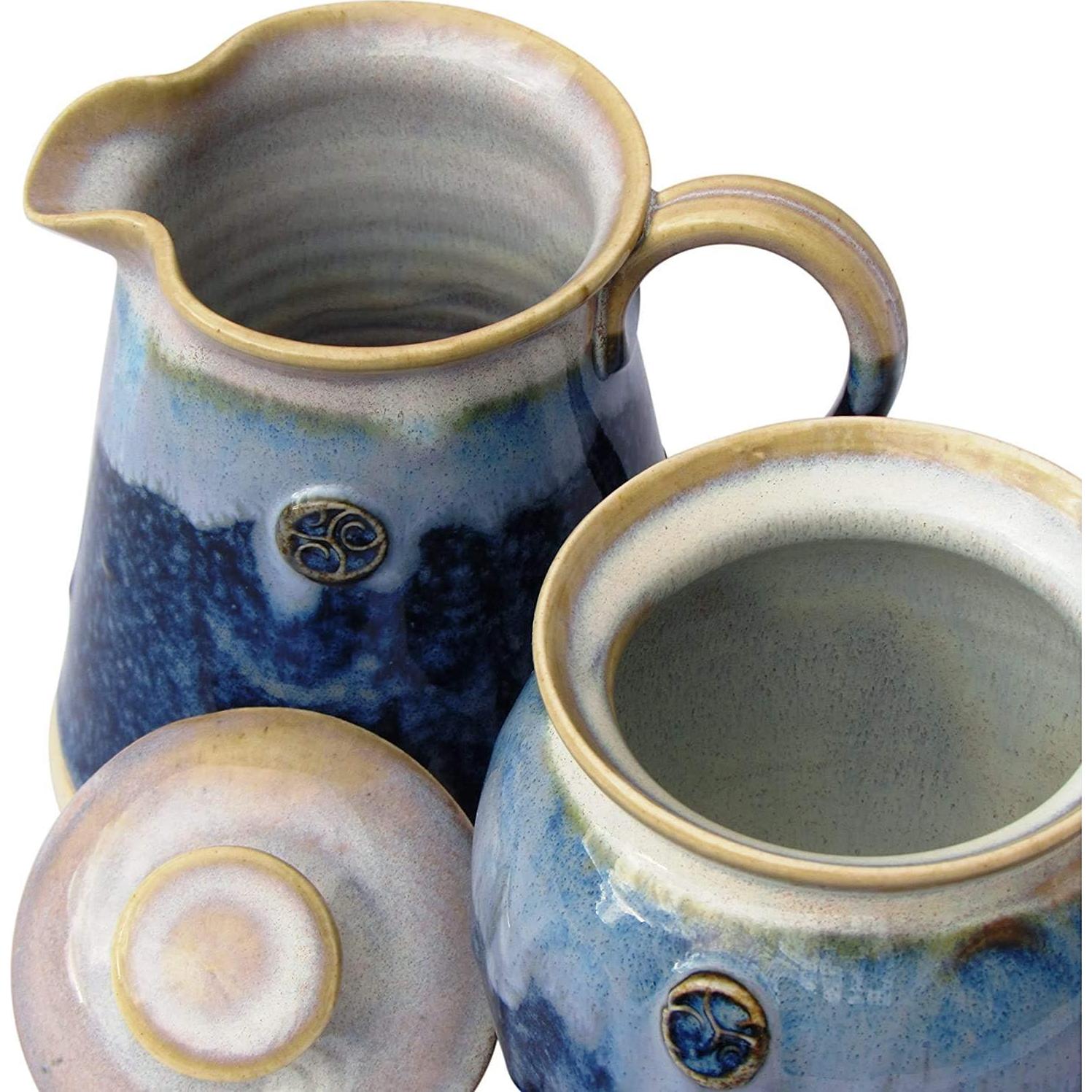 Juego de Azúcar y Crema Cerámica Castle Arch 10cm Azul Crema