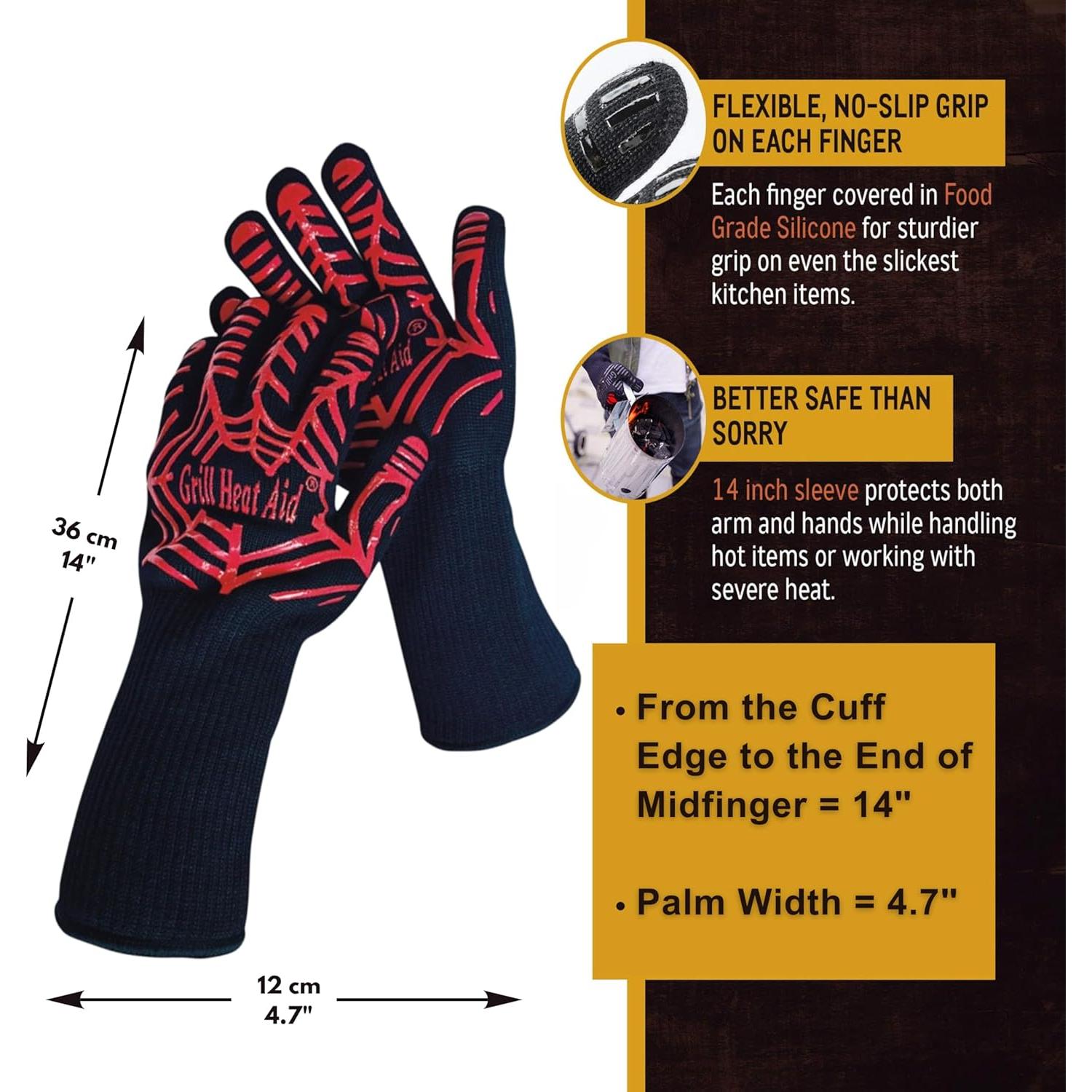Guantes de BBQ Grill Heat Aid - Resistentes al calor 800°C