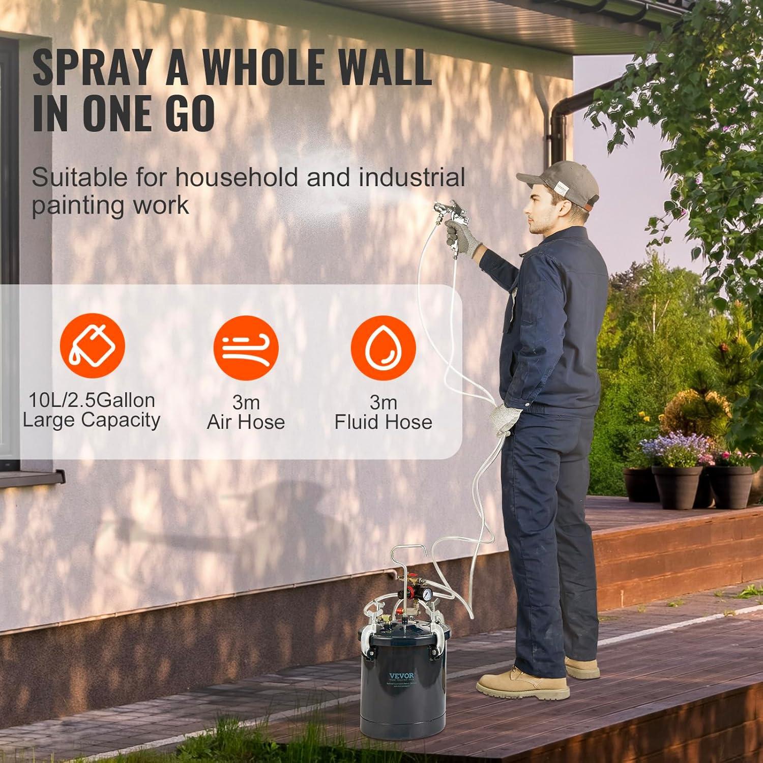 Tanque de Presión VEVOR 10L con 2 Pistolas de Pintura
