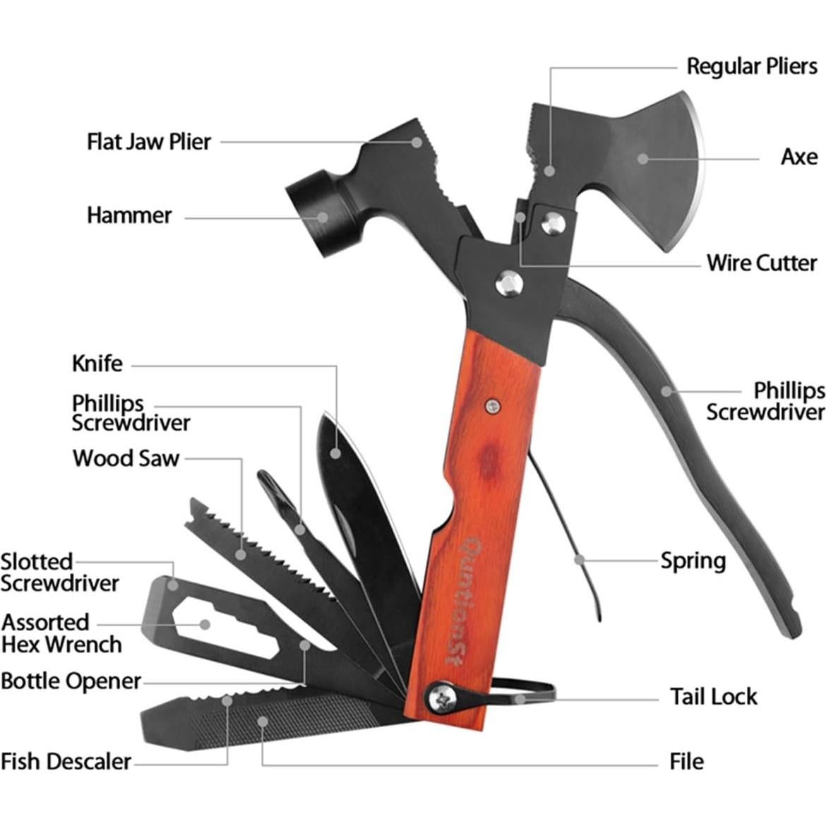 Multiherramienta Hacha QuntionSt con Mango de Madera