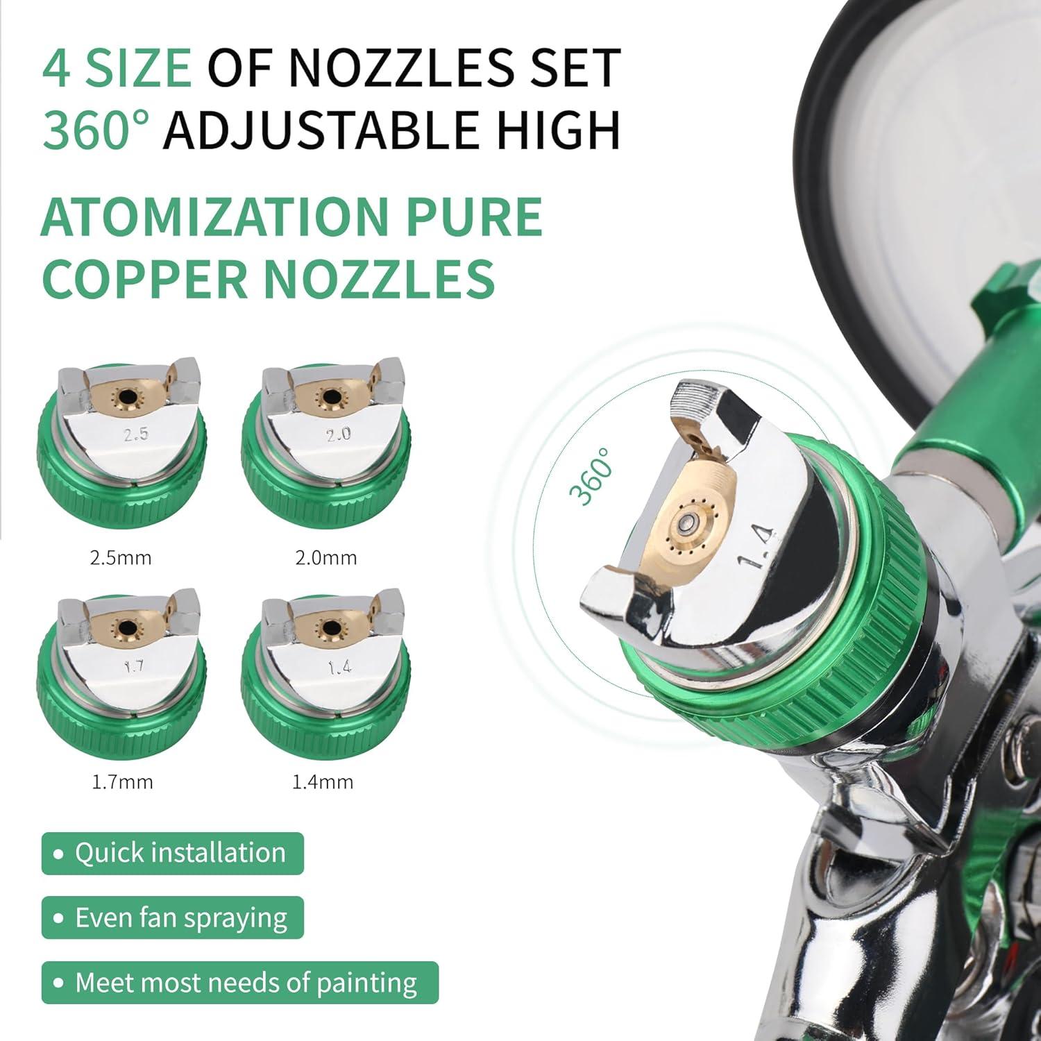 Pistola de Pulverización HVLP Zeinlenx 600ml 4 Boquillas