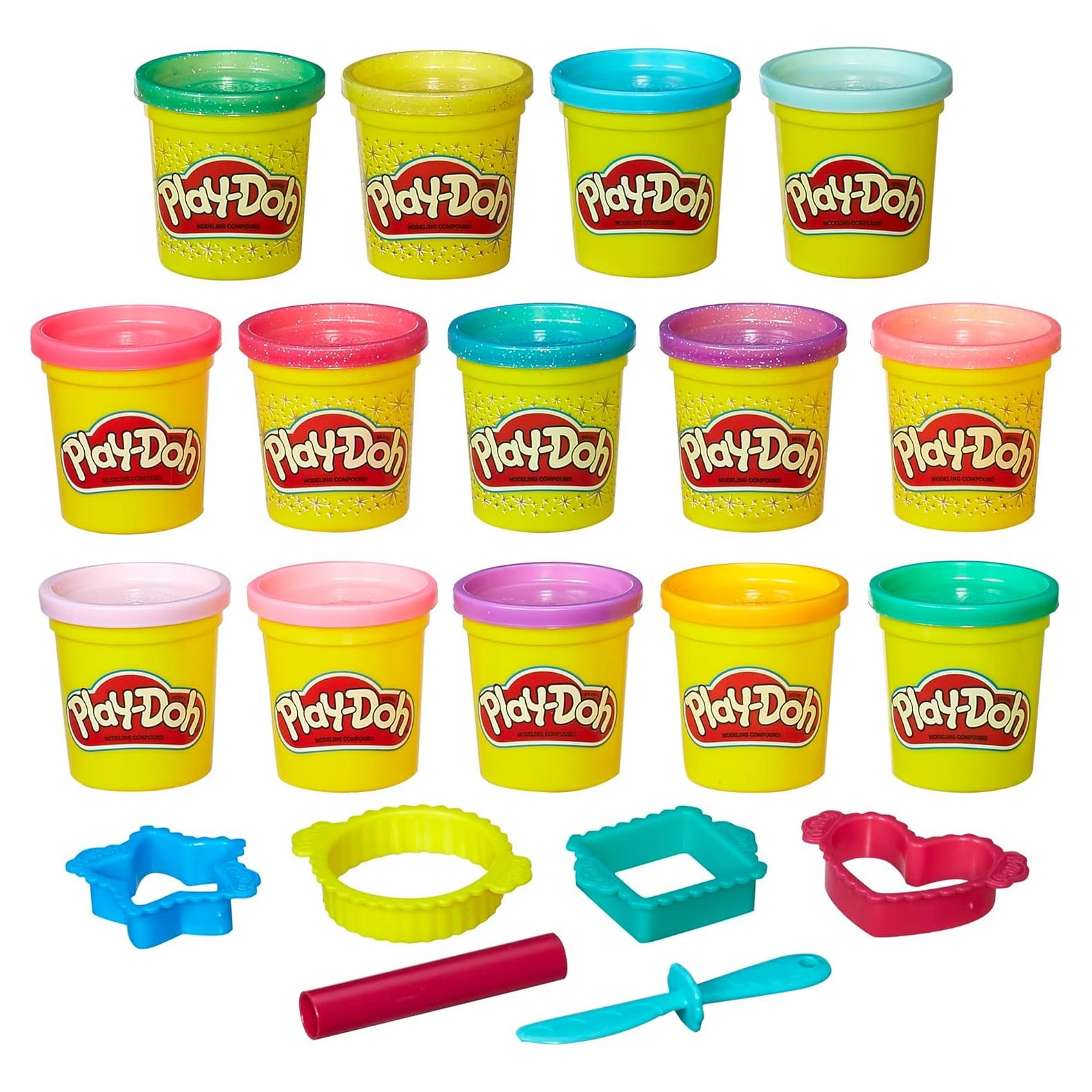 Play-Doh Brillante 14 Latas 85g, Compuesto No Tóxico