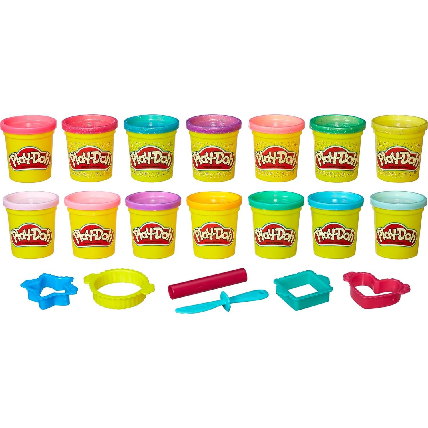 Play-Doh Brillante 14 Latas 85g, Compuesto No Tóxico