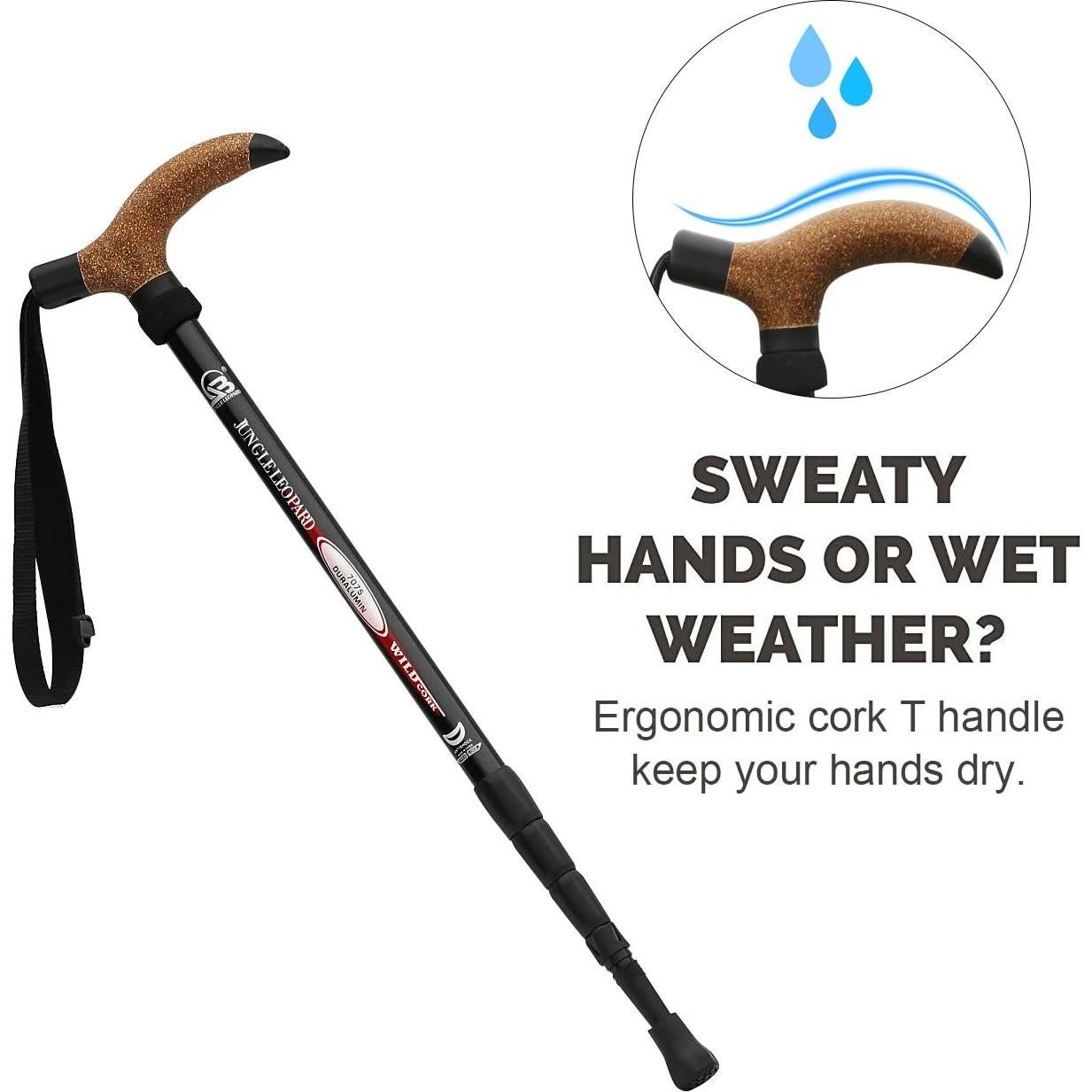 Bastón de senderismo Wrzbest aluminio ajustable 50-110 cm