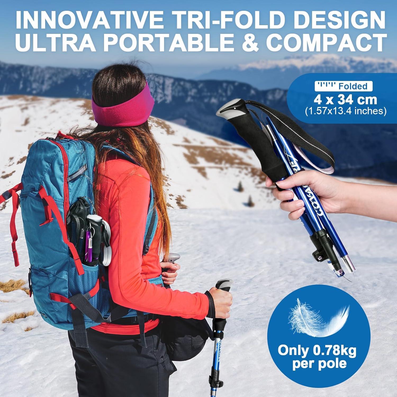 Bastones de Senderismo Covacure Plegables 110-130cm Aluminio