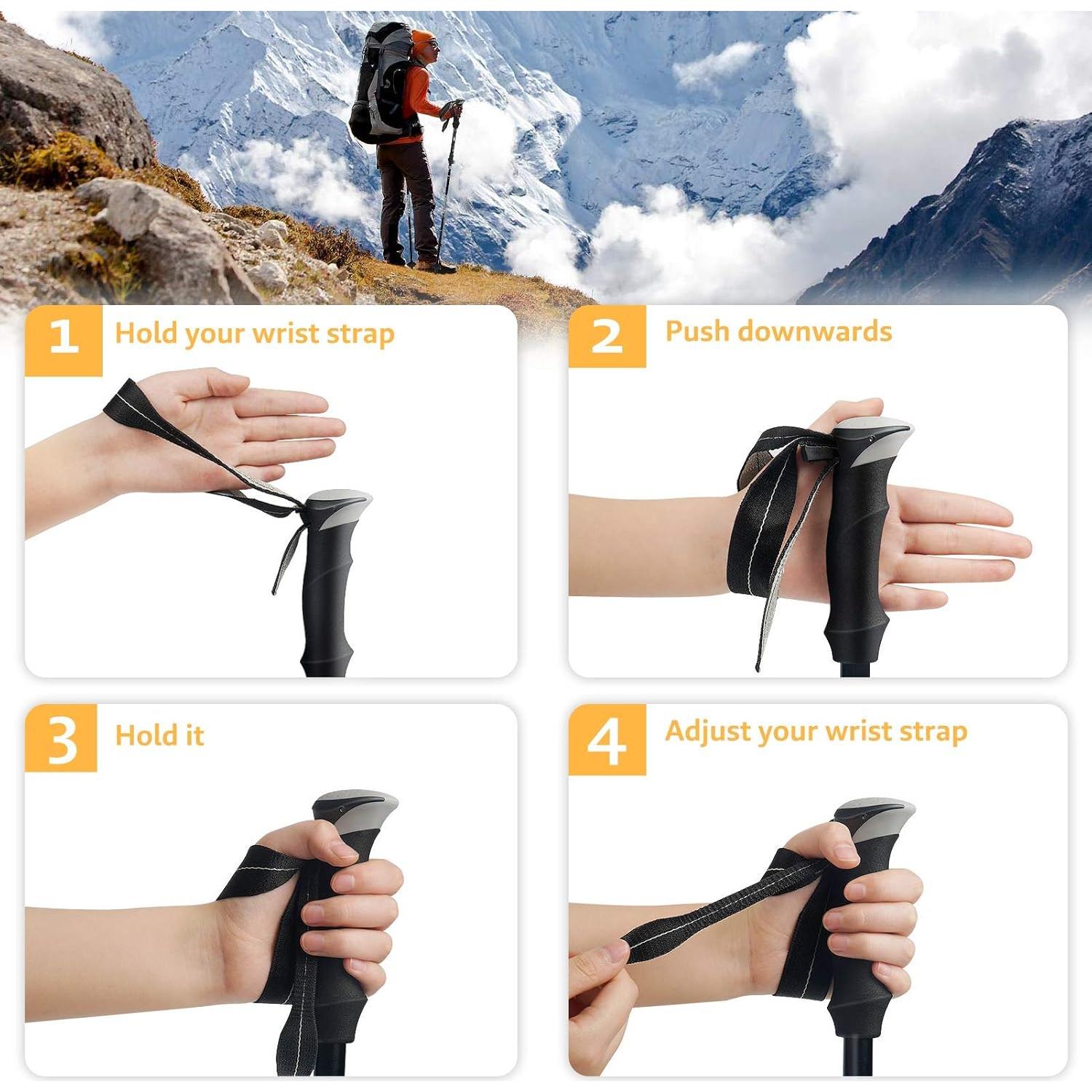 Bastones de Senderismo Covacure Plegables 110-130cm Aluminio