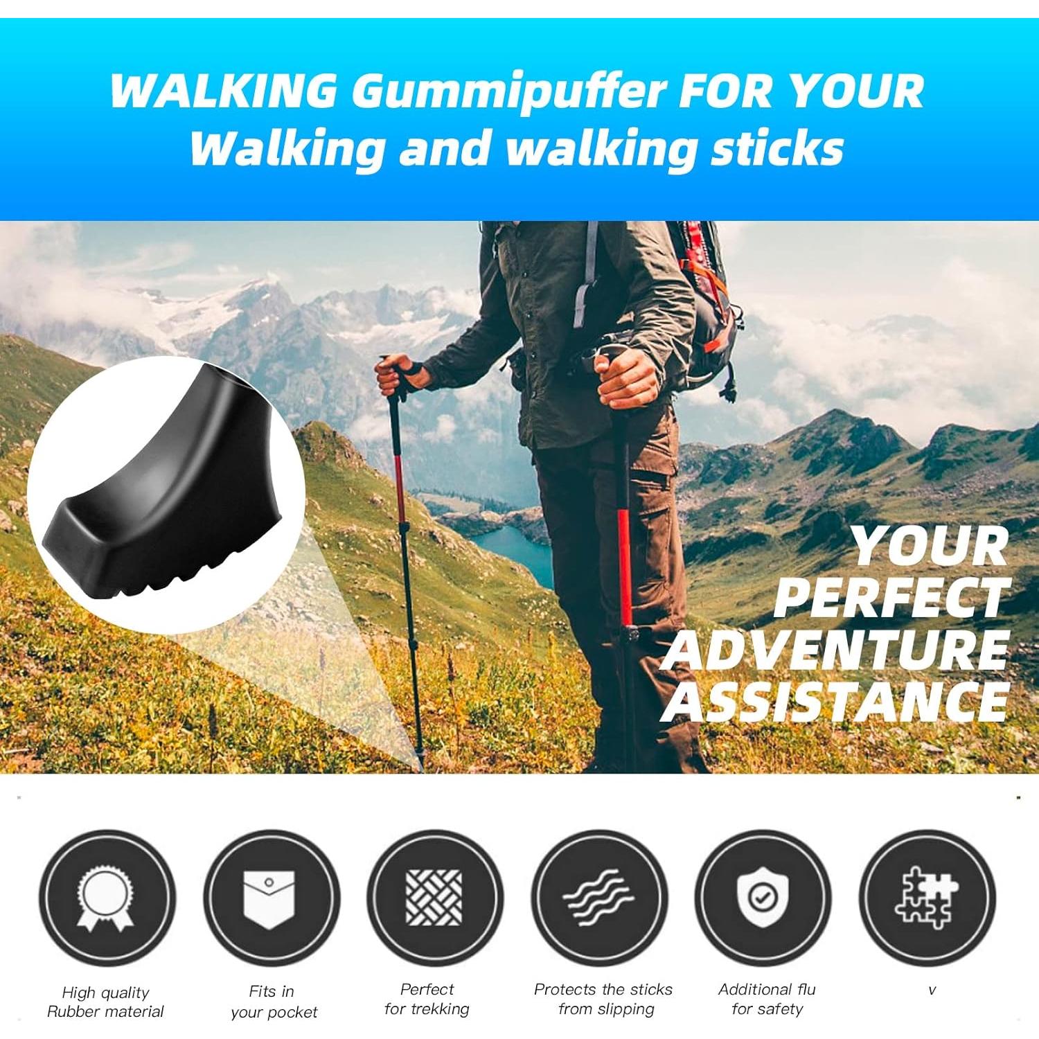 Puntas de Goma TOUGS para Bastones de Senderismo - 6 Unidades