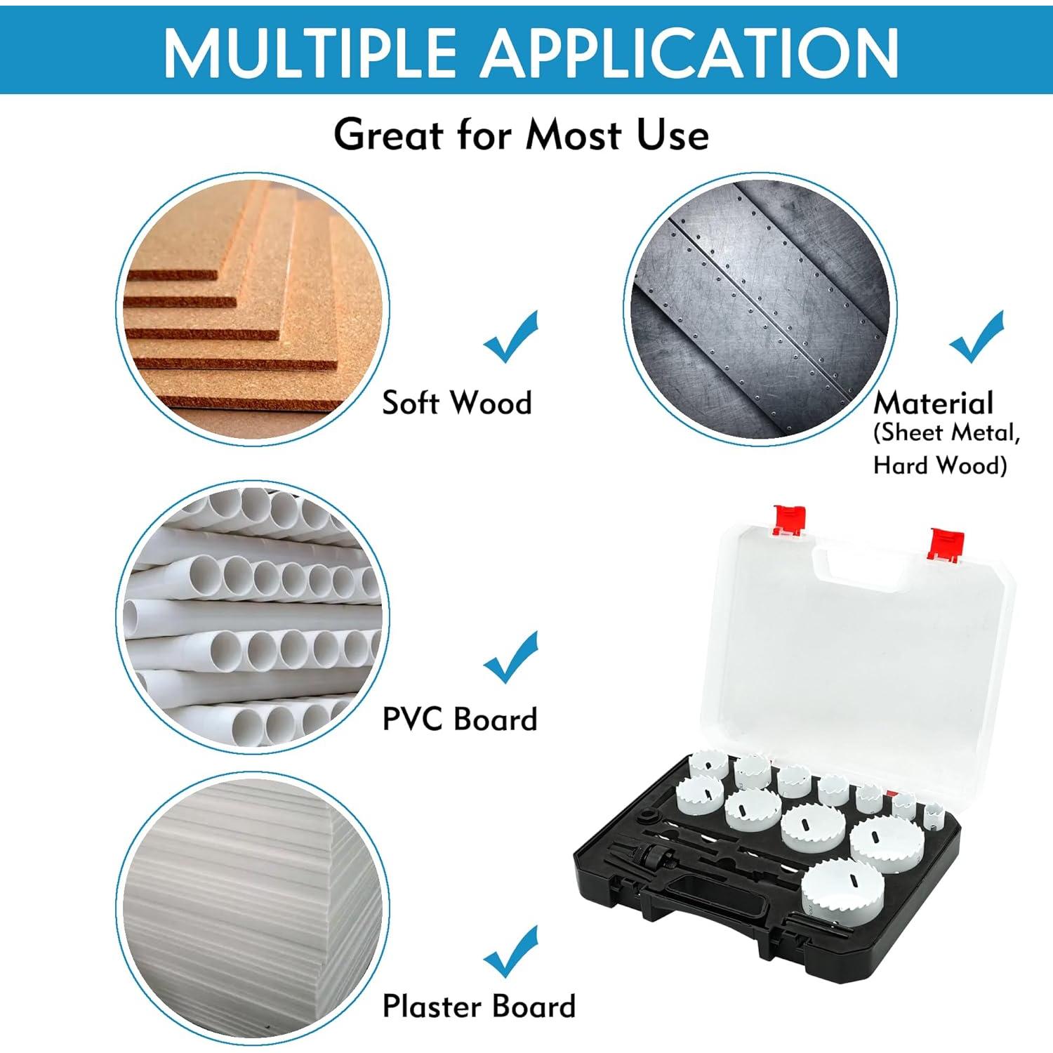 Kit de Sierras de Corona Bi-Metal GMTOOLS 22 PZS 19mm a 64mm