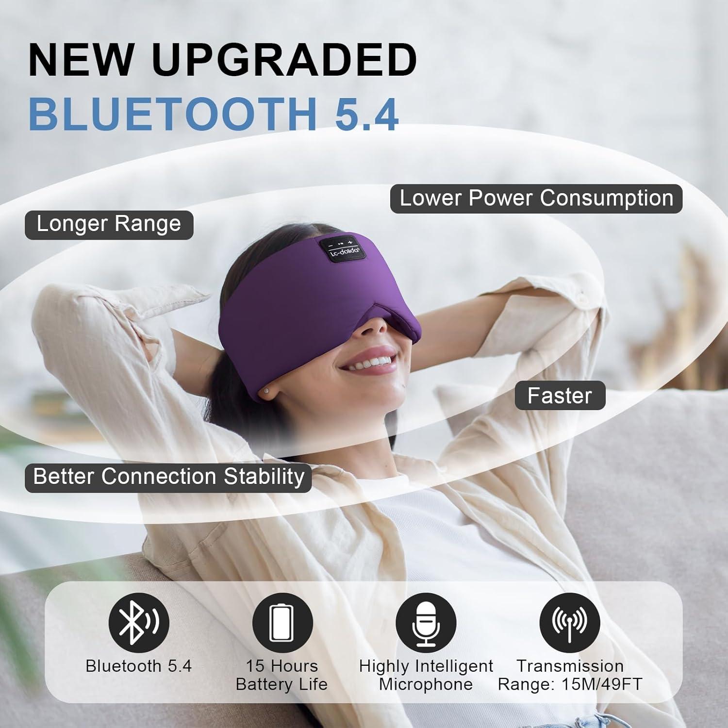 Máscara de Sueño Bluetooth 5.4 LC-dolida Púrpura con Auriculares