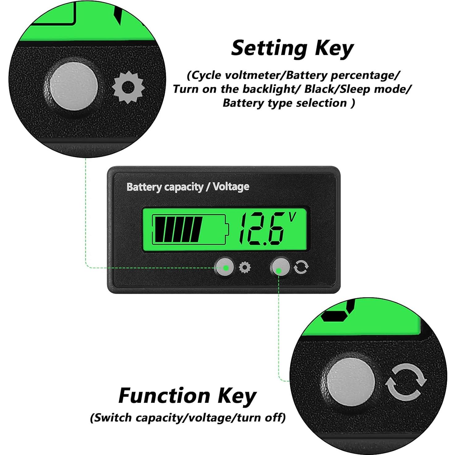 Medidor de Batería Frienda 12V a 84V con Alarma y Voltímetro