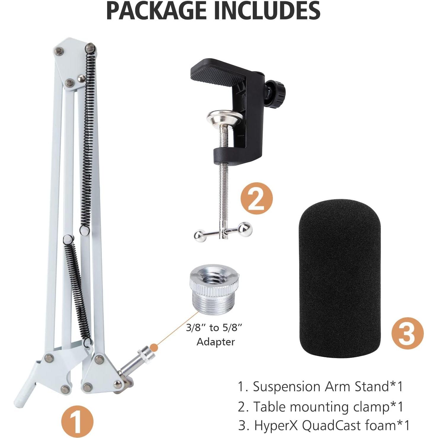 Brazo de micrófono HyperX QuadCast S Blanco - Filtro anti-pop