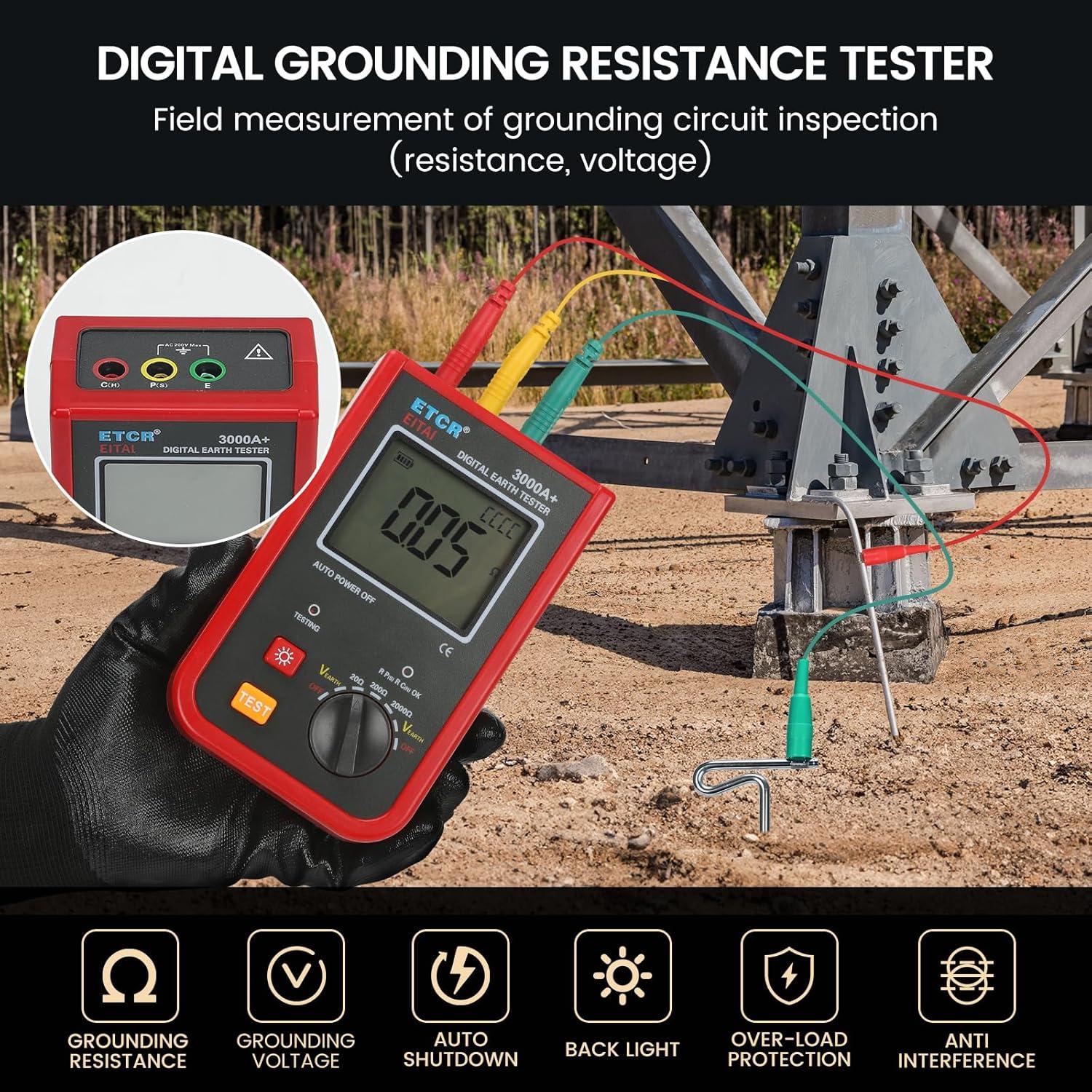 Medidor Digital de Resistencia a Tierra EITAI ETCR3000A+ 0-2000Ω