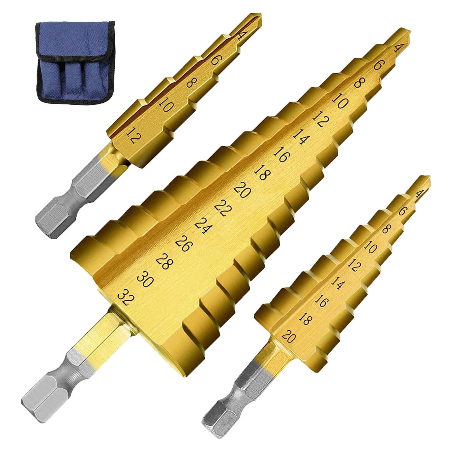 Juego de Brocas Escalonadas 3 Piezas Tworider 4-32mm