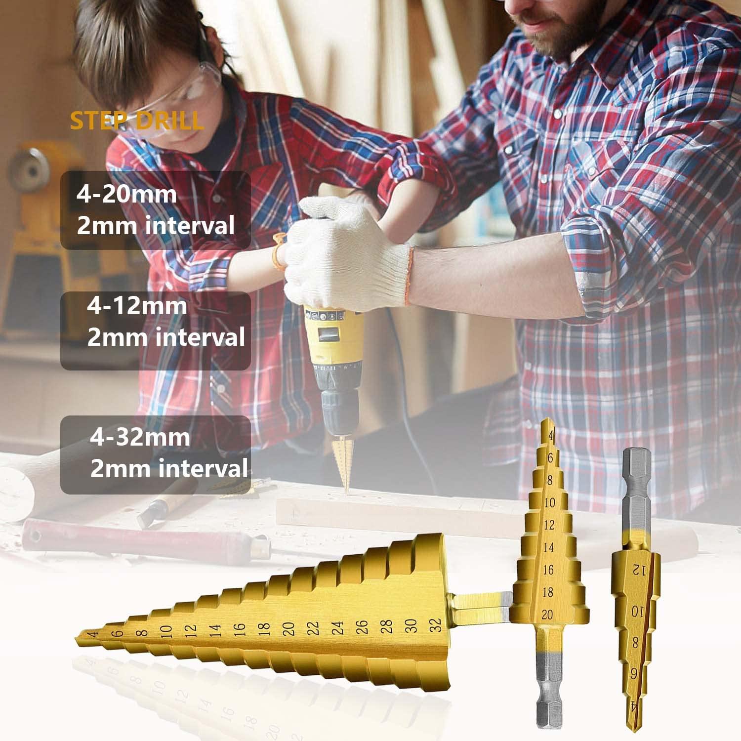 Juego de Brocas Escalonadas 3 Piezas Tworider 4-32mm