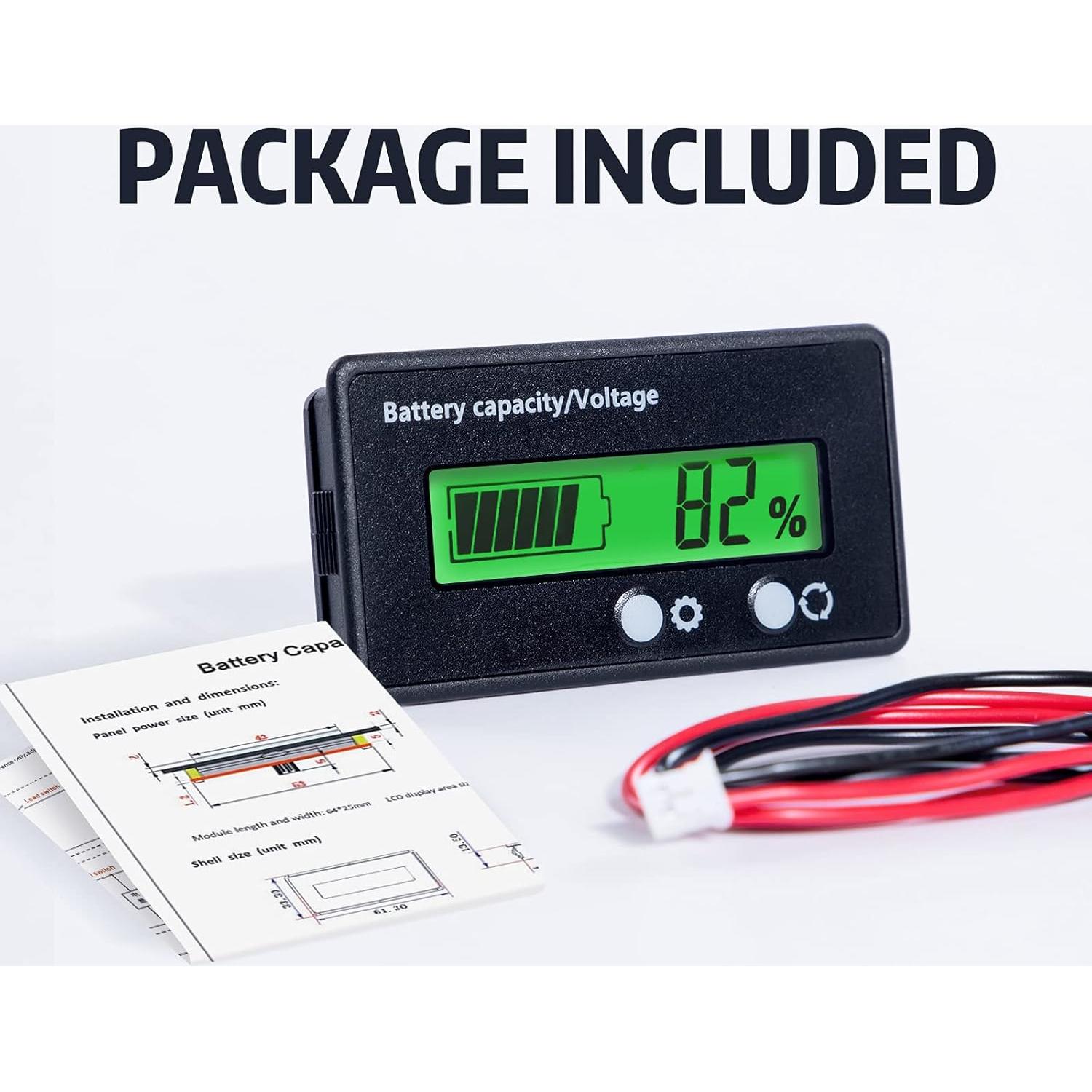 Medidor de Voltaje 12V-84V Teseas con Pantalla LCD Verde