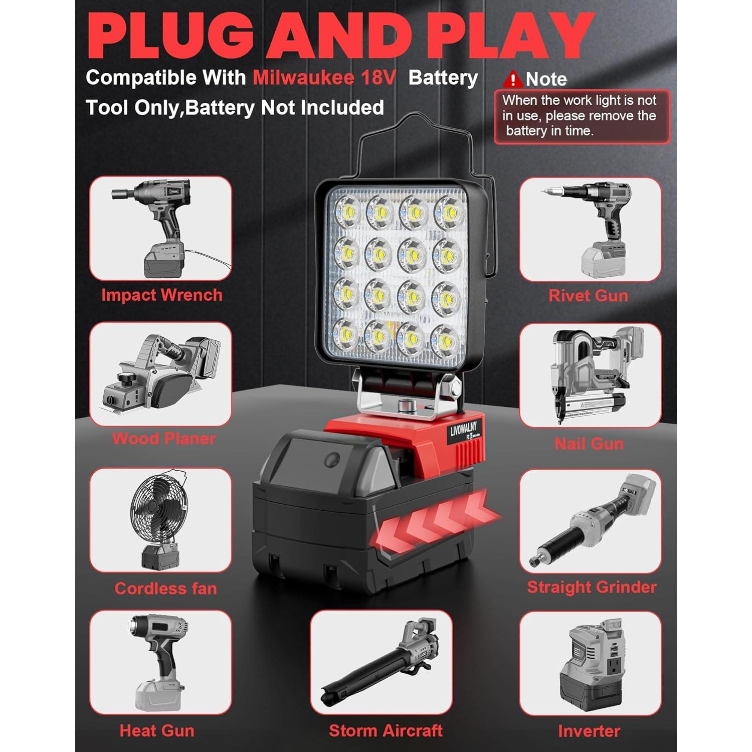 Luz de Trabajo LED Portátil LIVOWALNY 70W 7000LM USB