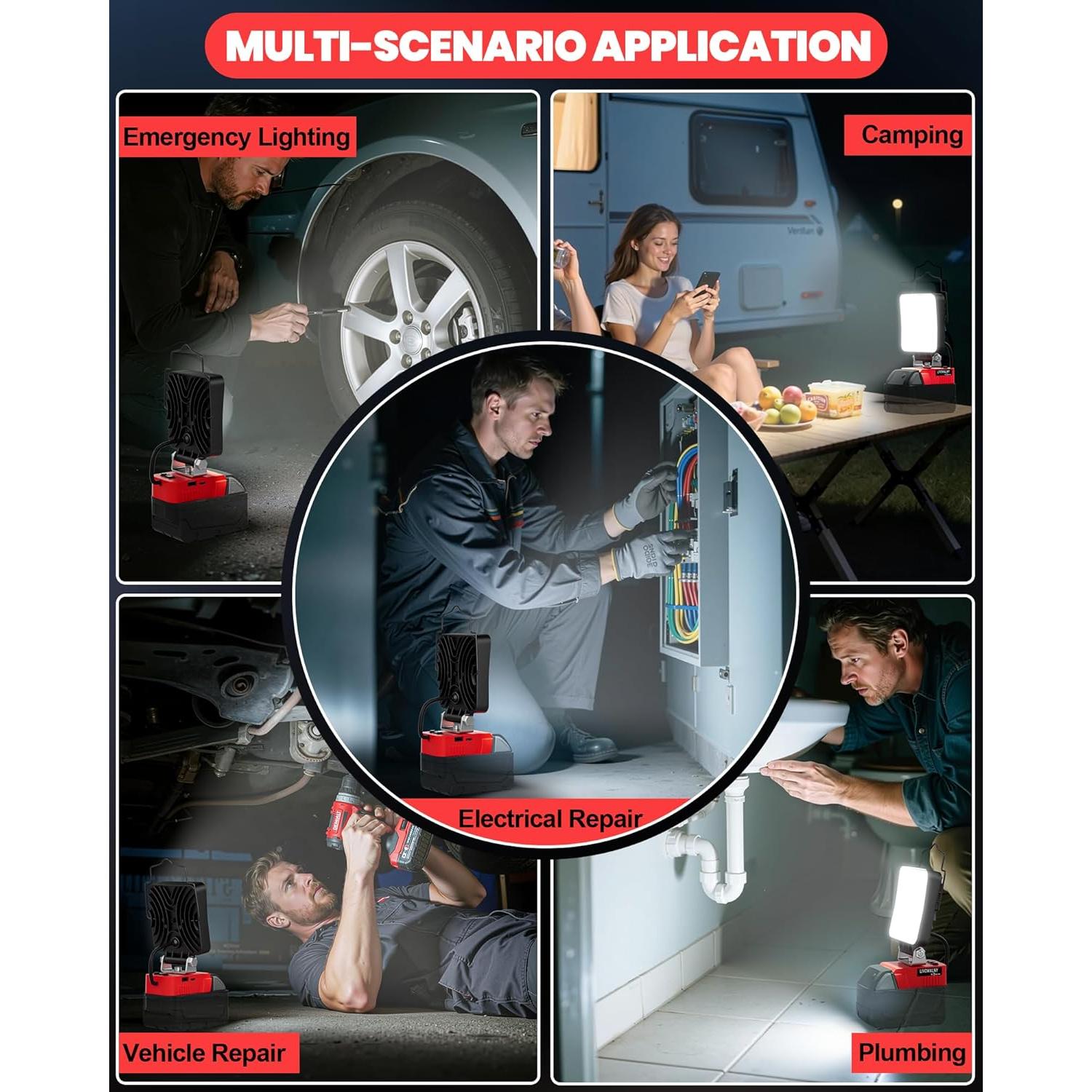 Luz de Trabajo LED Portátil LIVOWALNY 70W 7000LM USB