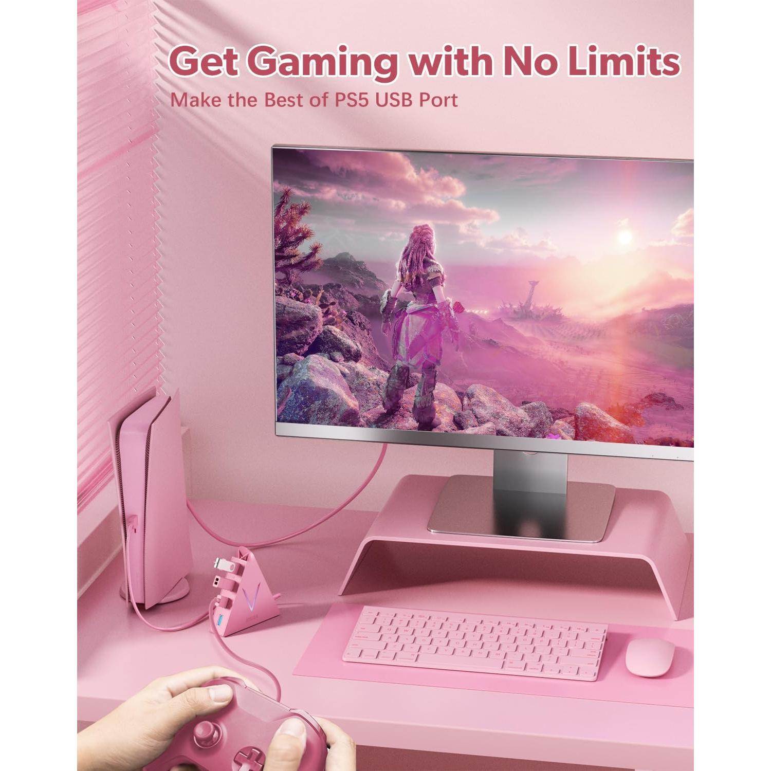 Hub USB 3.0 de 4 Puertos JoyReken Rosa 0.61 m