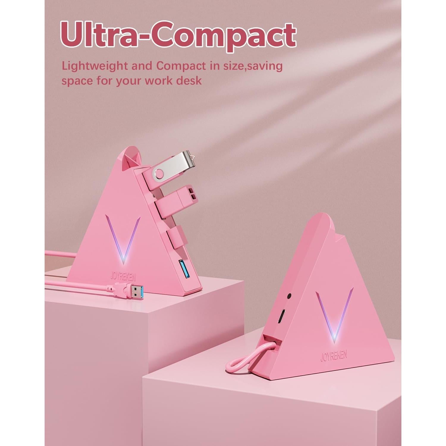 Hub USB 3.0 de 4 Puertos JoyReken Rosa 0.61 m