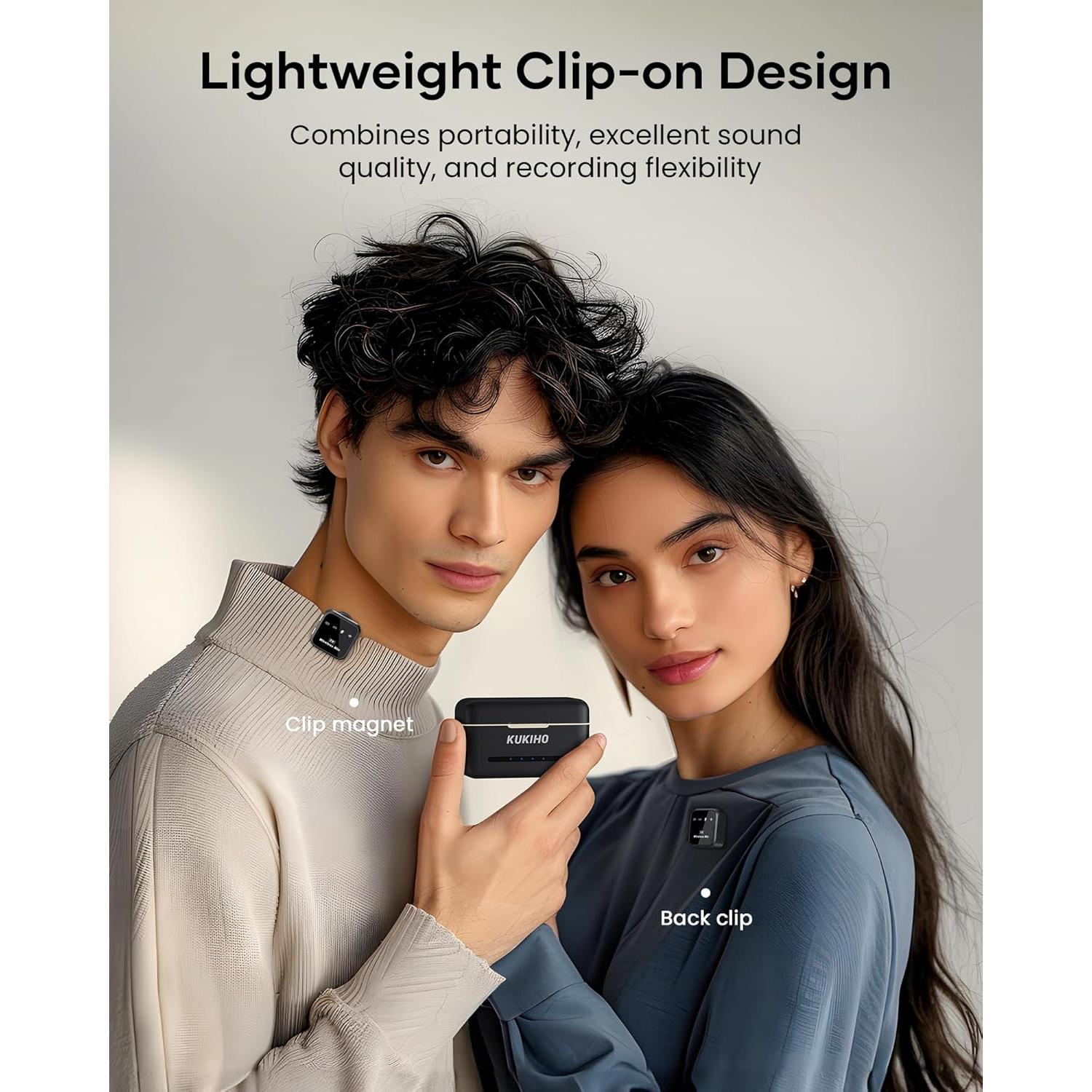 Micrófono Lavalier Inalámbrico KUKIHO DX12 80h Batería 50m Rango