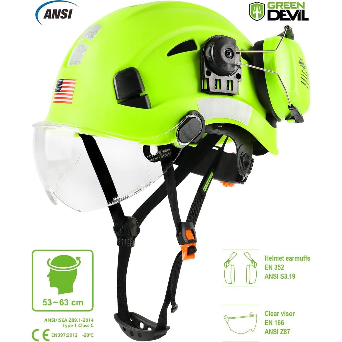 Casco de Seguridad GREEN DEVIL MERVEX VENT con Visera y Orejeras
