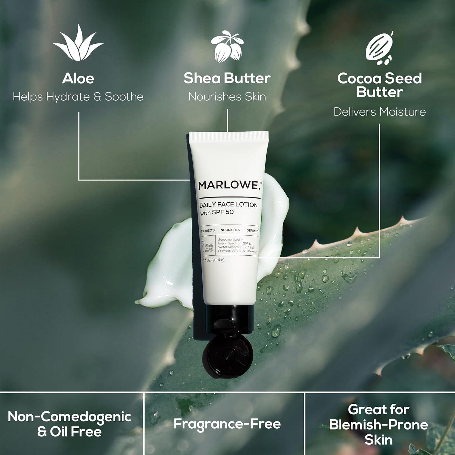 Loción Facial Diaria MARLOWE. SPF 50, 100 ml, Hidratante para Hombres