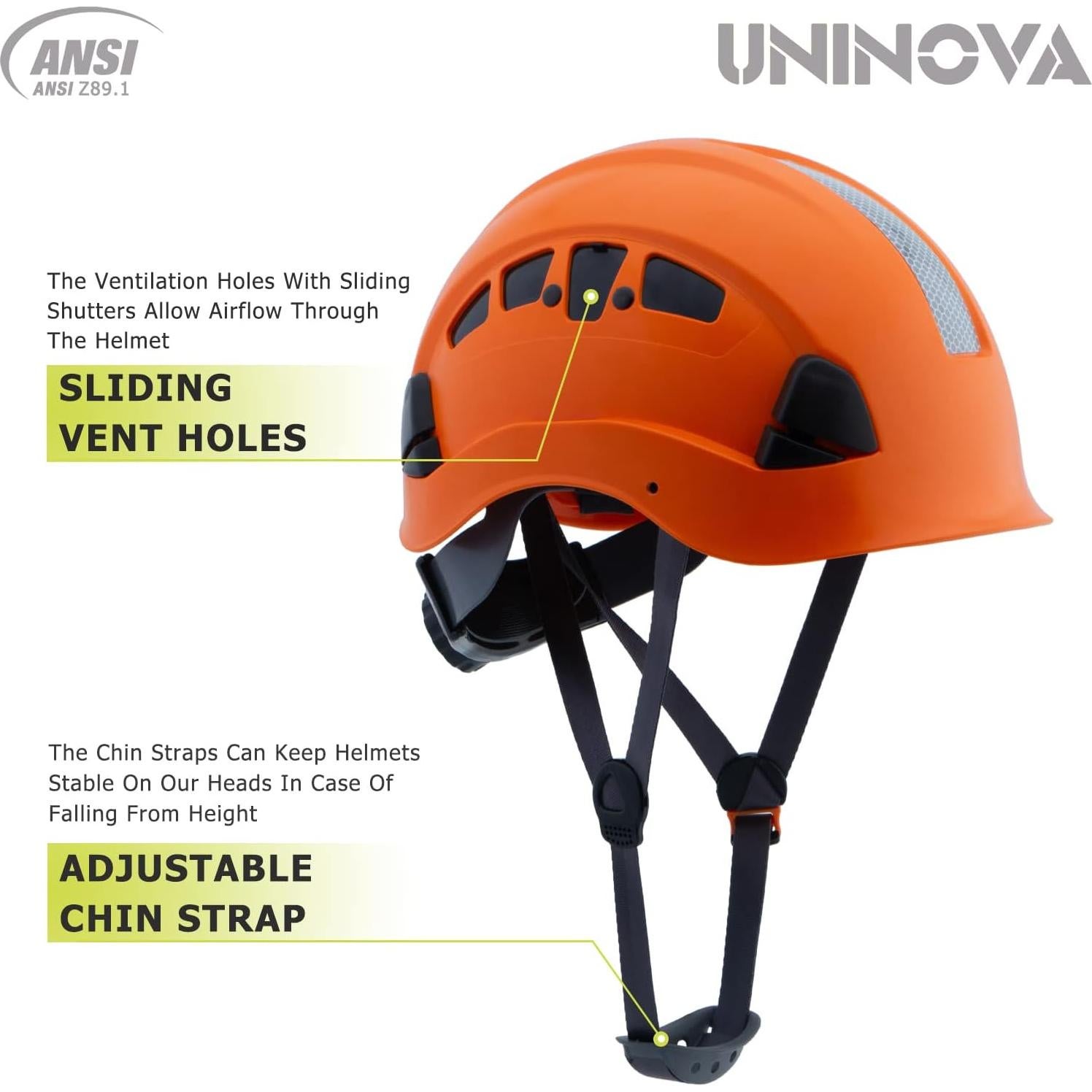 Casco de Seguridad UNINOVA OSHA Naranja Ajustable 6 Puntos