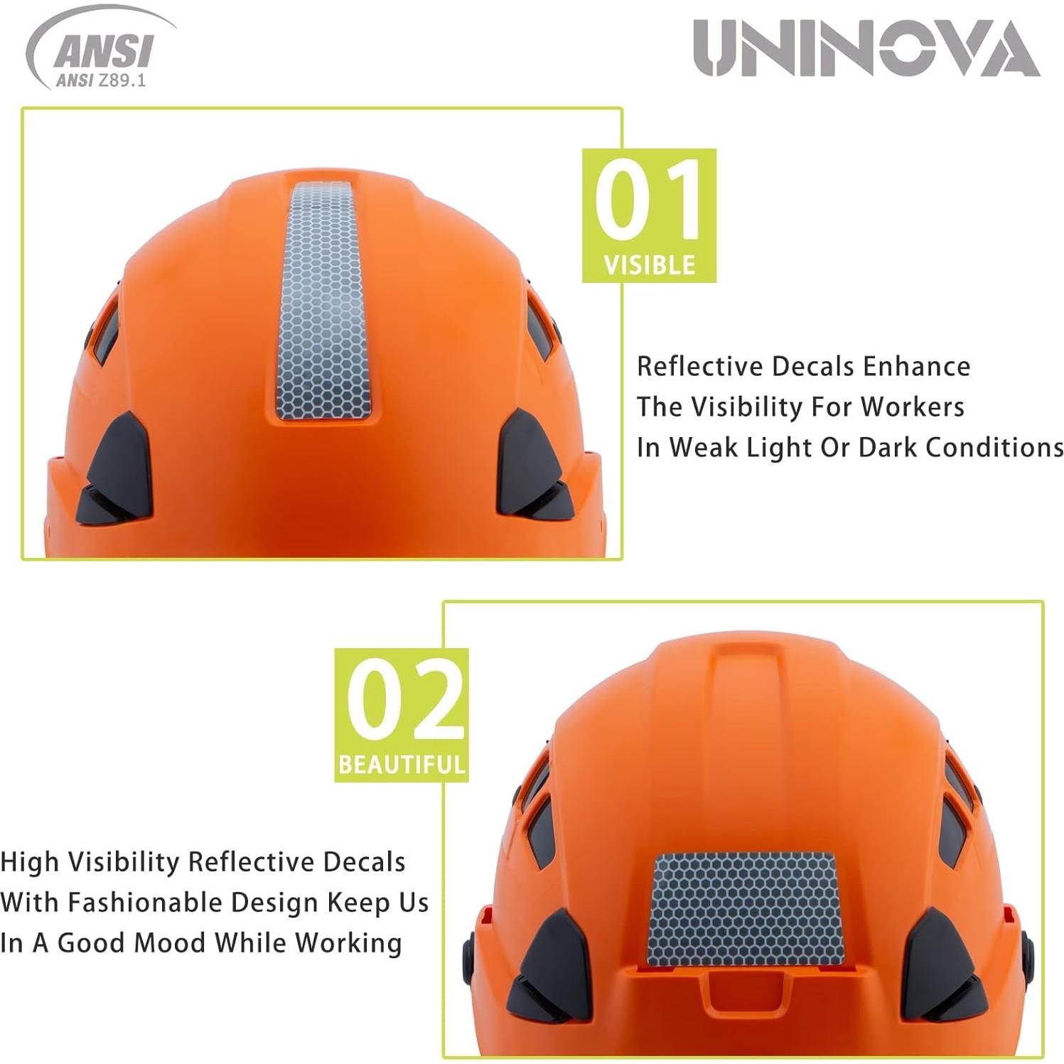 Casco de Seguridad UNINOVA OSHA Naranja Ajustable 6 Puntos
