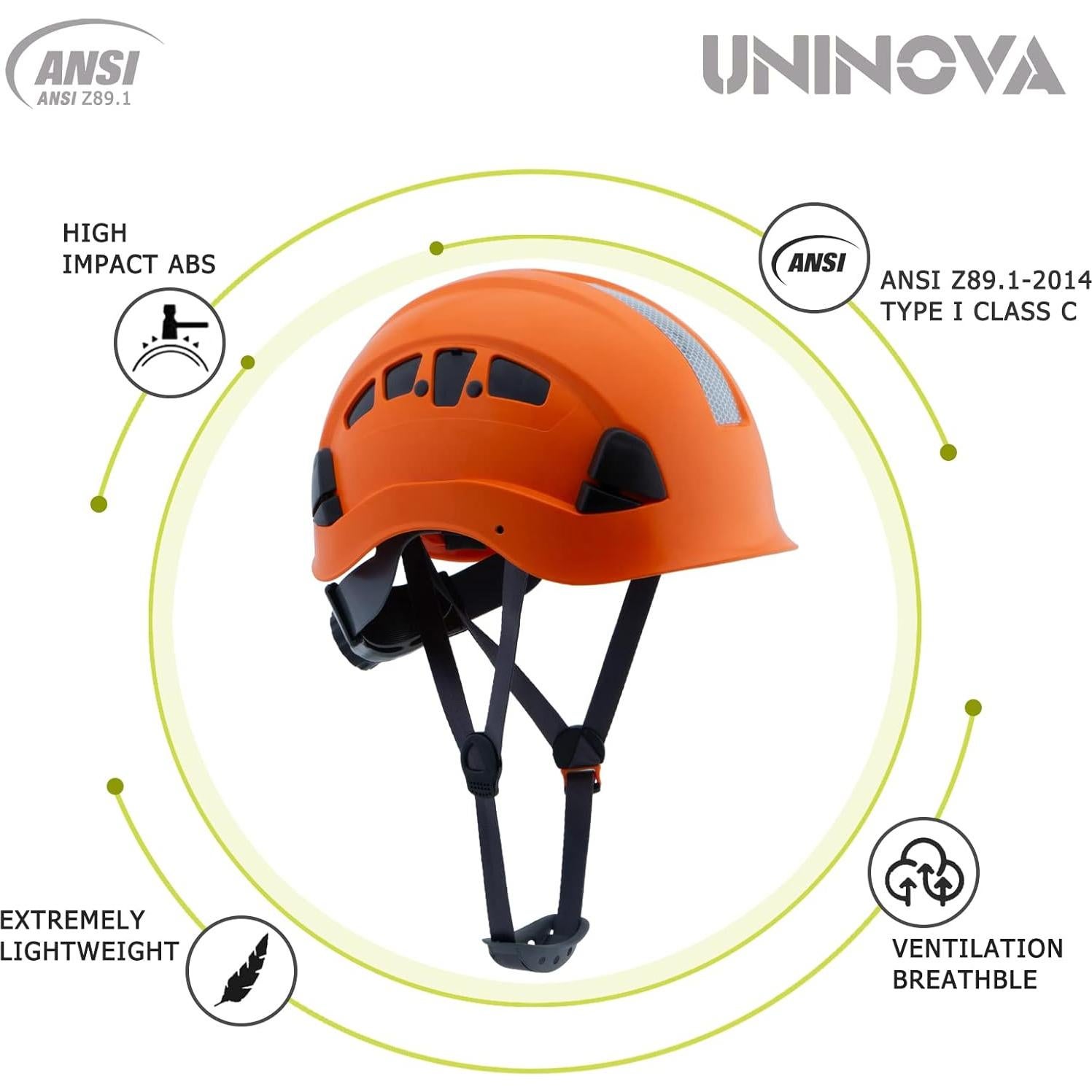 Casco de Seguridad UNINOVA OSHA Naranja Ajustable 6 Puntos