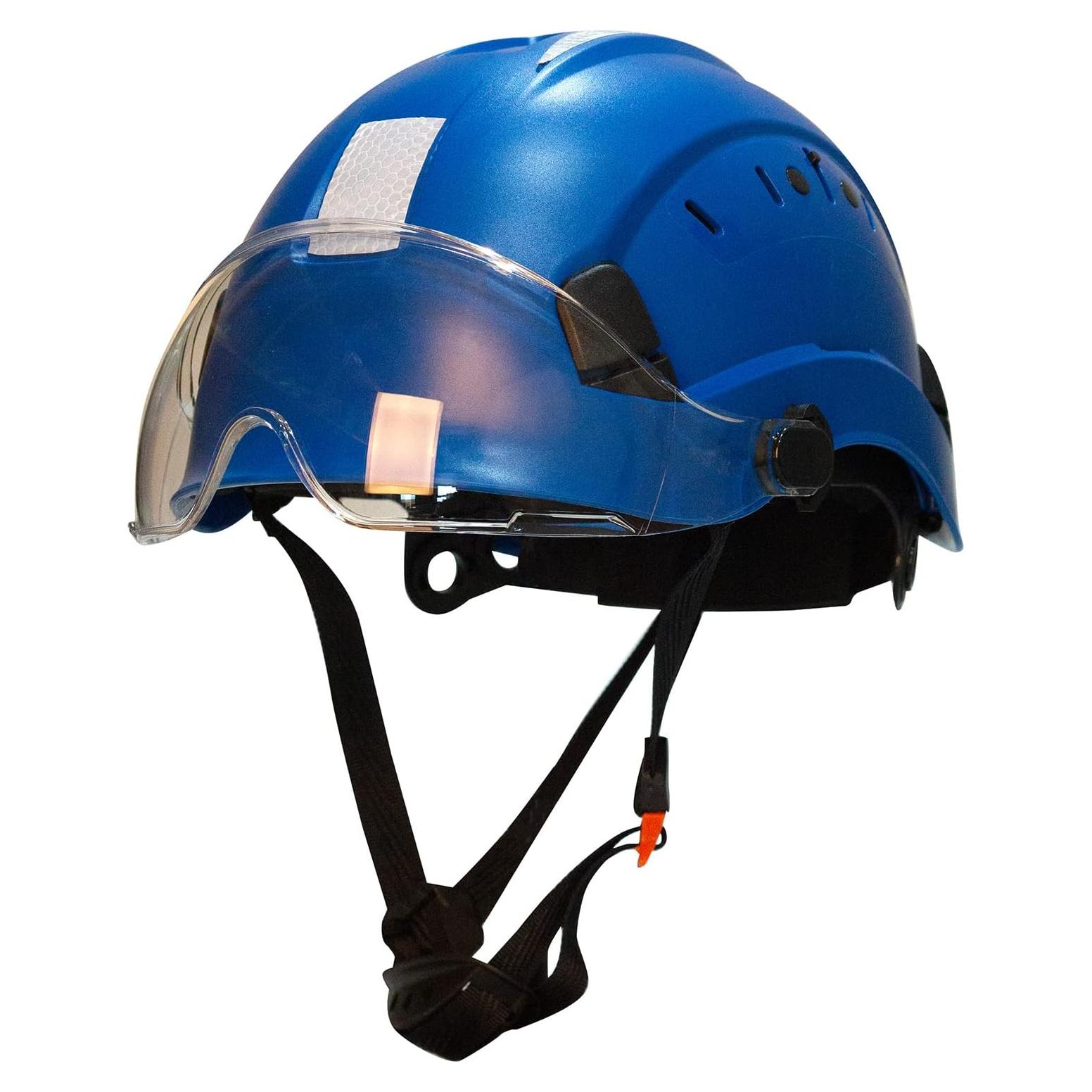Casco de Seguridad AFUTO AU06 Azul con Visera y Reflectantes