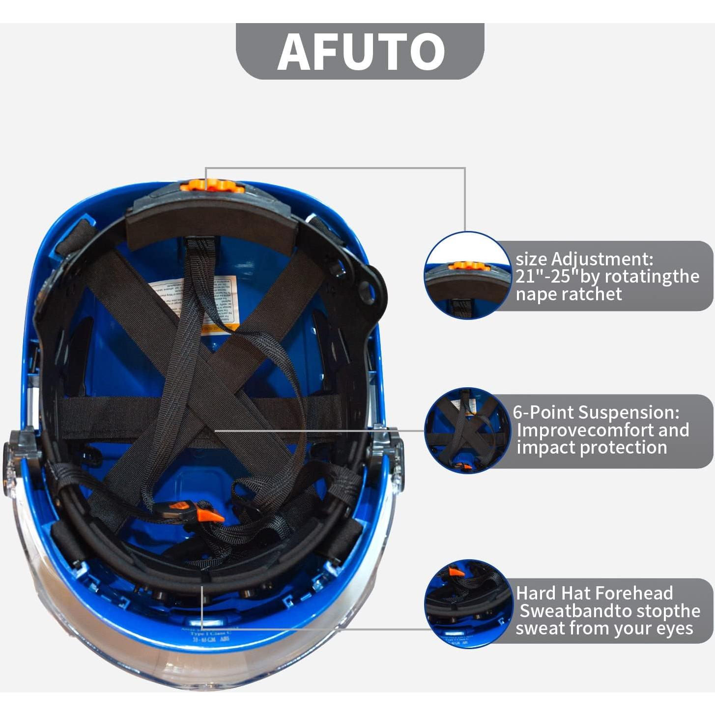 Casco de Seguridad AFUTO AU06 Azul con Visera y Reflectantes