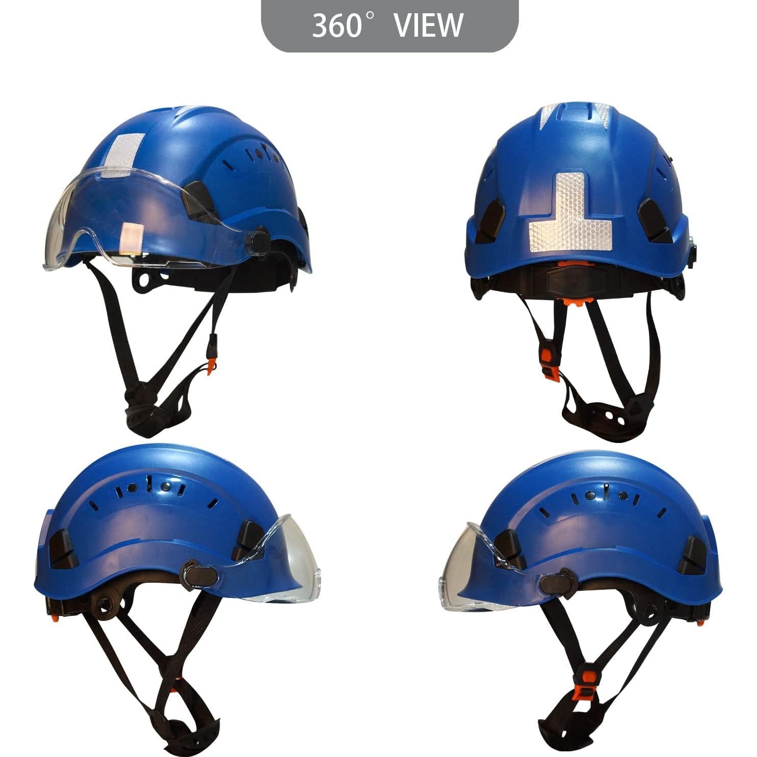 Casco de Seguridad AFUTO AU06 Azul con Visera y Reflectantes