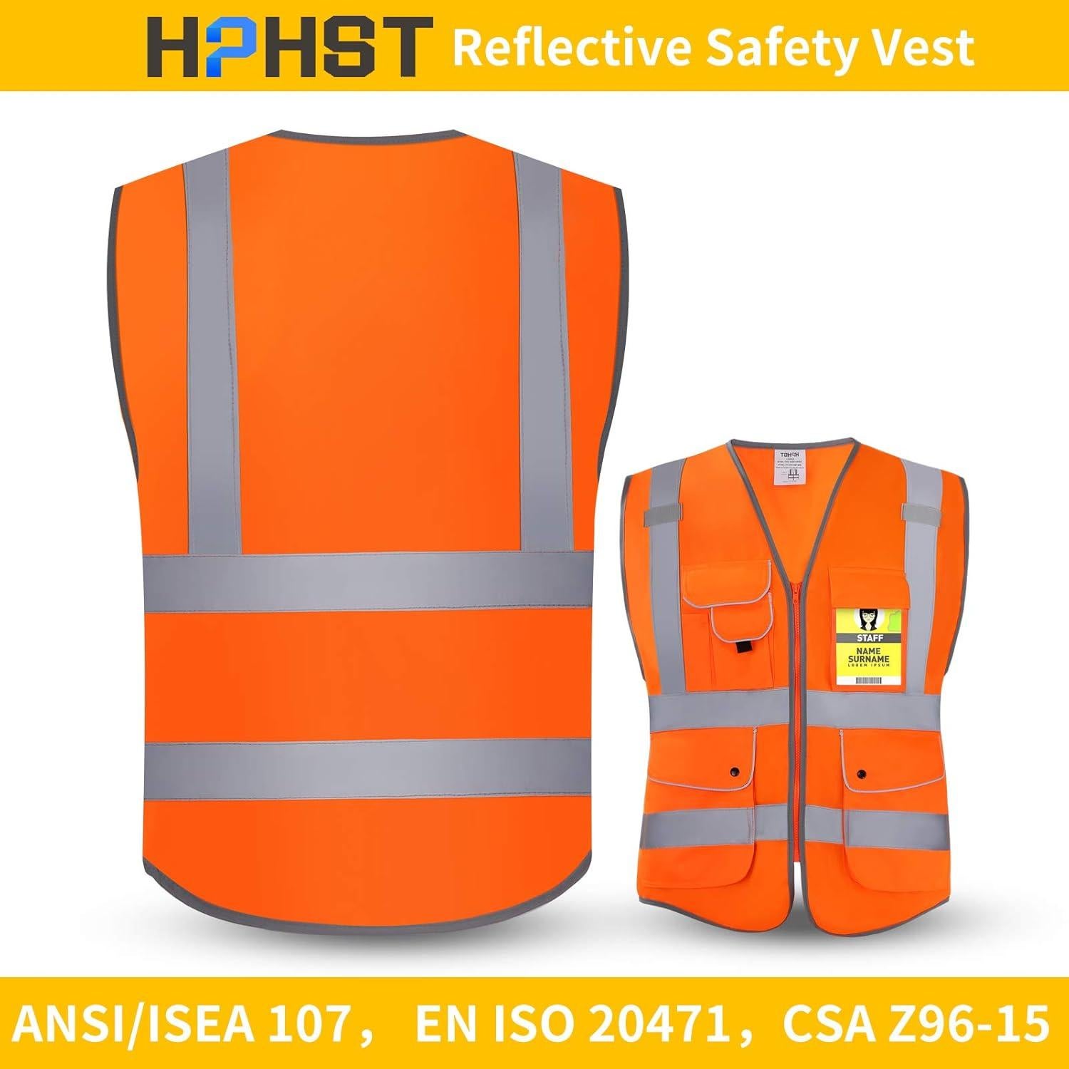 Chaleco de Seguridad HPHST Naranja Reflectante con Bolsillos
