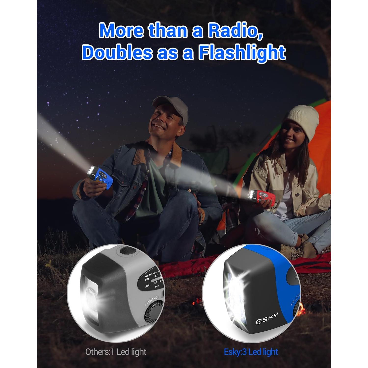 Radio de Manivela de Emergencia Esky 2000mAh AM/FM NOAA Azul