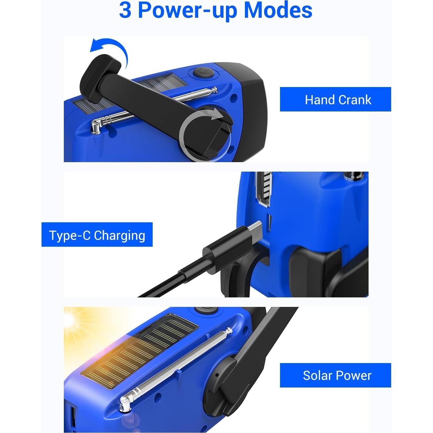 Radio de Manivela de Emergencia Esky 2000mAh AM/FM NOAA Azul