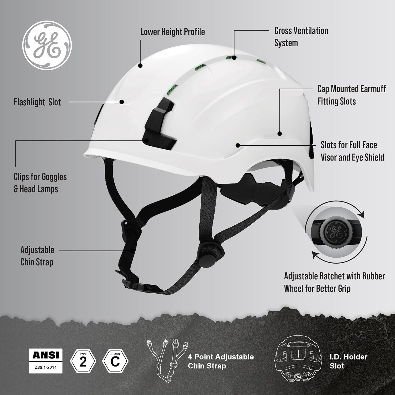 Casco de Seguridad GE GH500W, Ajustable, Ventilado, ABS