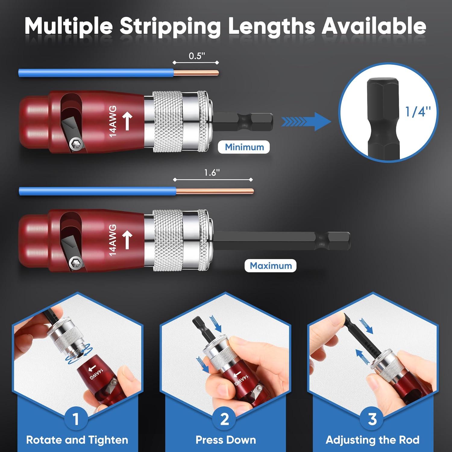Juego de Pelacables SUTQIGUI 2024 para Cables AWG 14-8