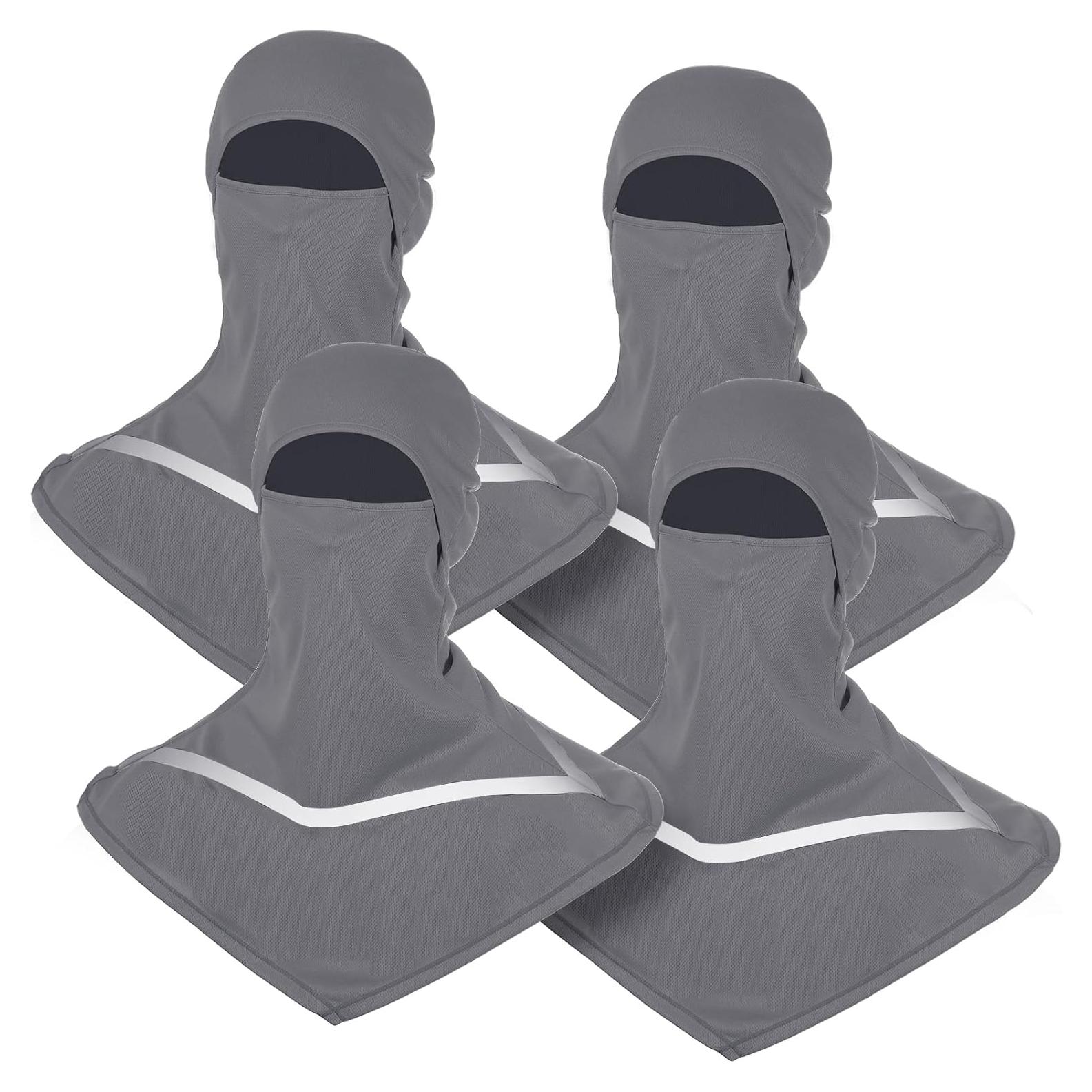 4 Pzs Balaclava UV Hombres Talla Única Gris con Reflectantes