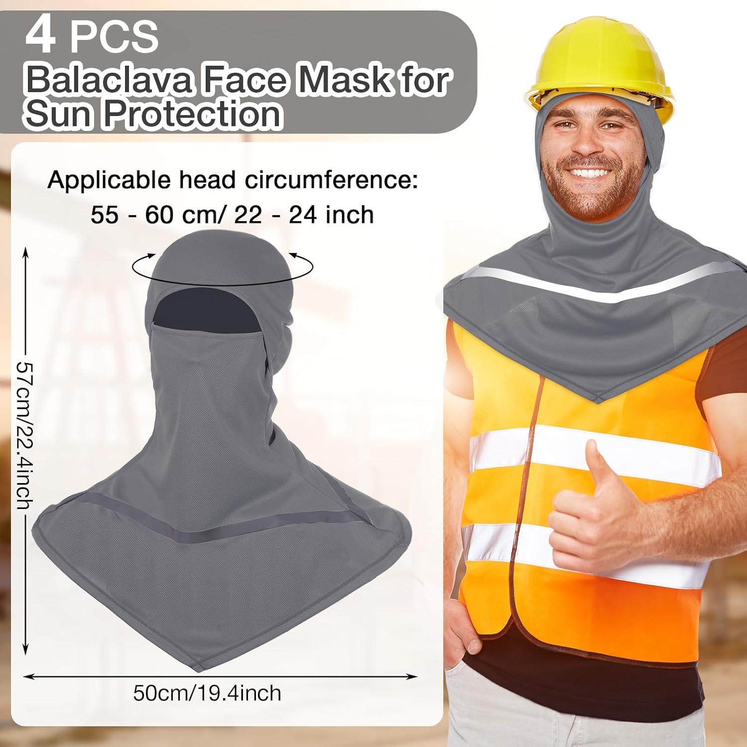 4 Pzs Balaclava UV Hombres Talla Única Gris con Reflectantes