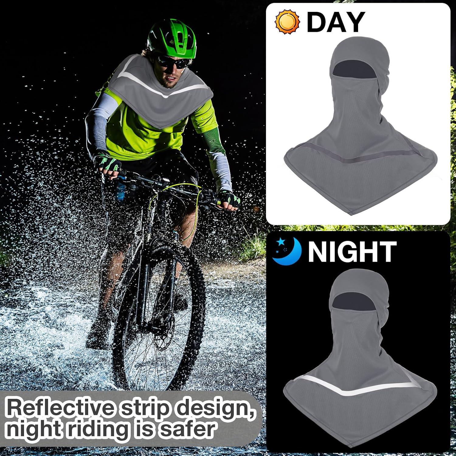 4 Pzs Balaclava UV Hombres Talla Única Gris con Reflectantes