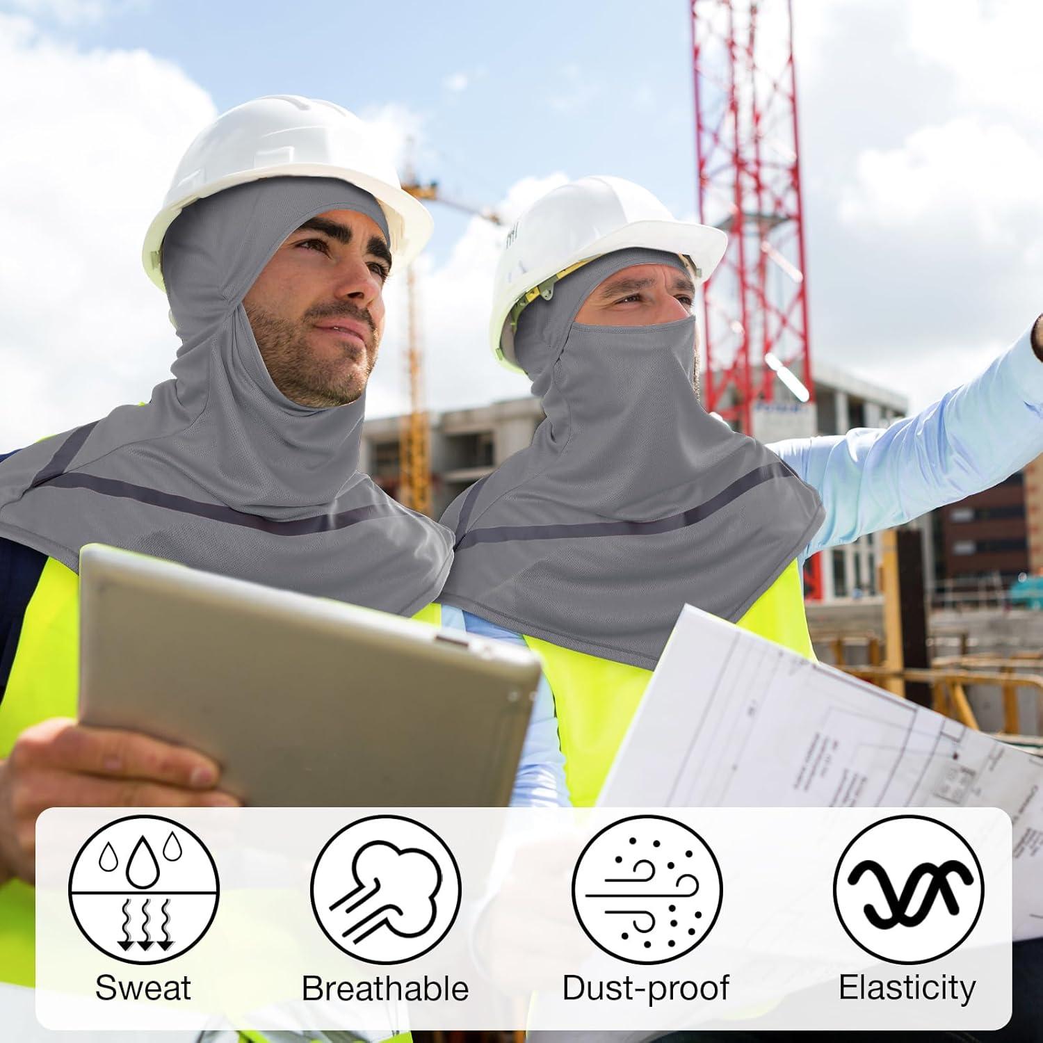 4 Pzs Balaclava UV Hombres Talla Única Gris con Reflectantes