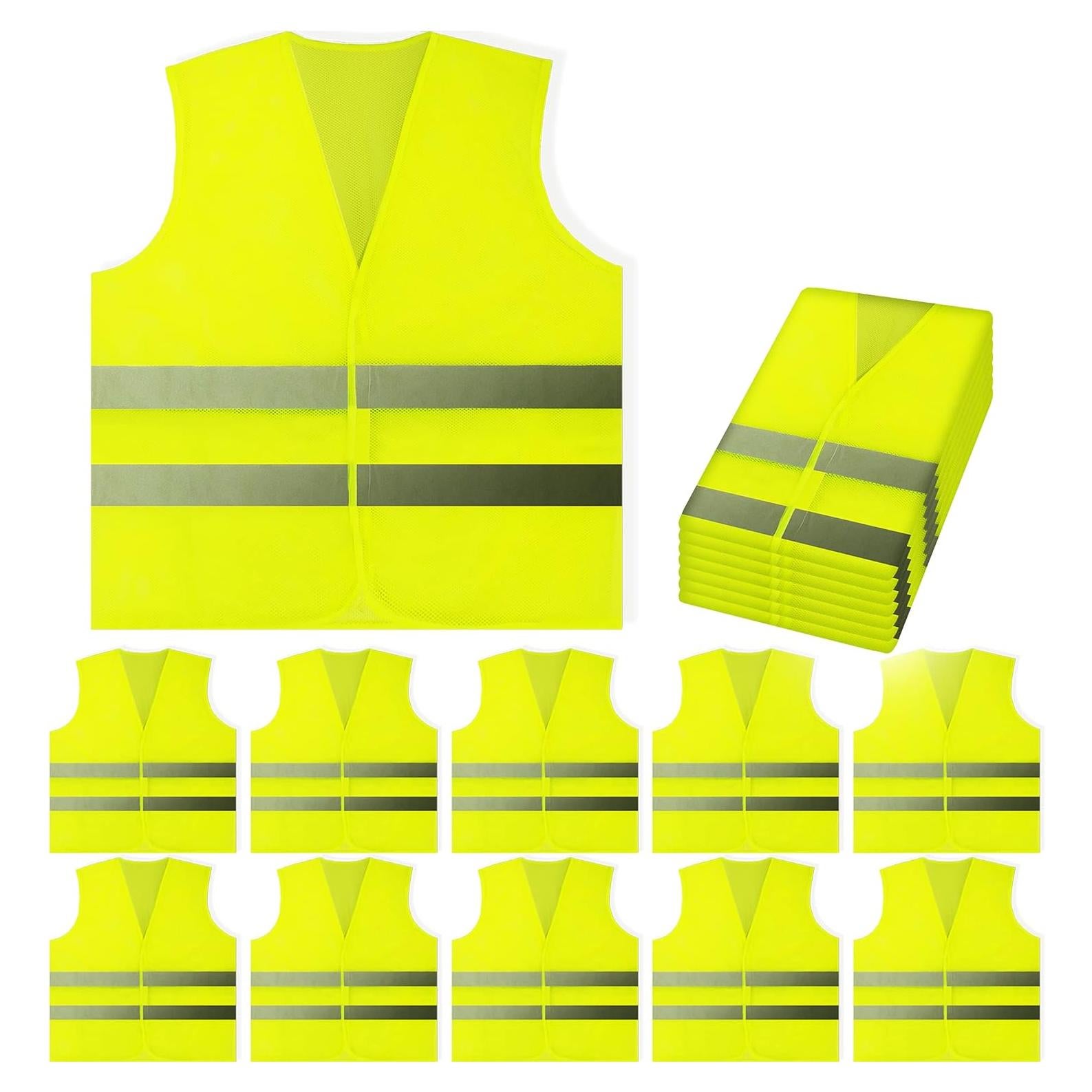 Chalecos de Seguridad PeerBasics 10 Piezas Amarillo Reflectante