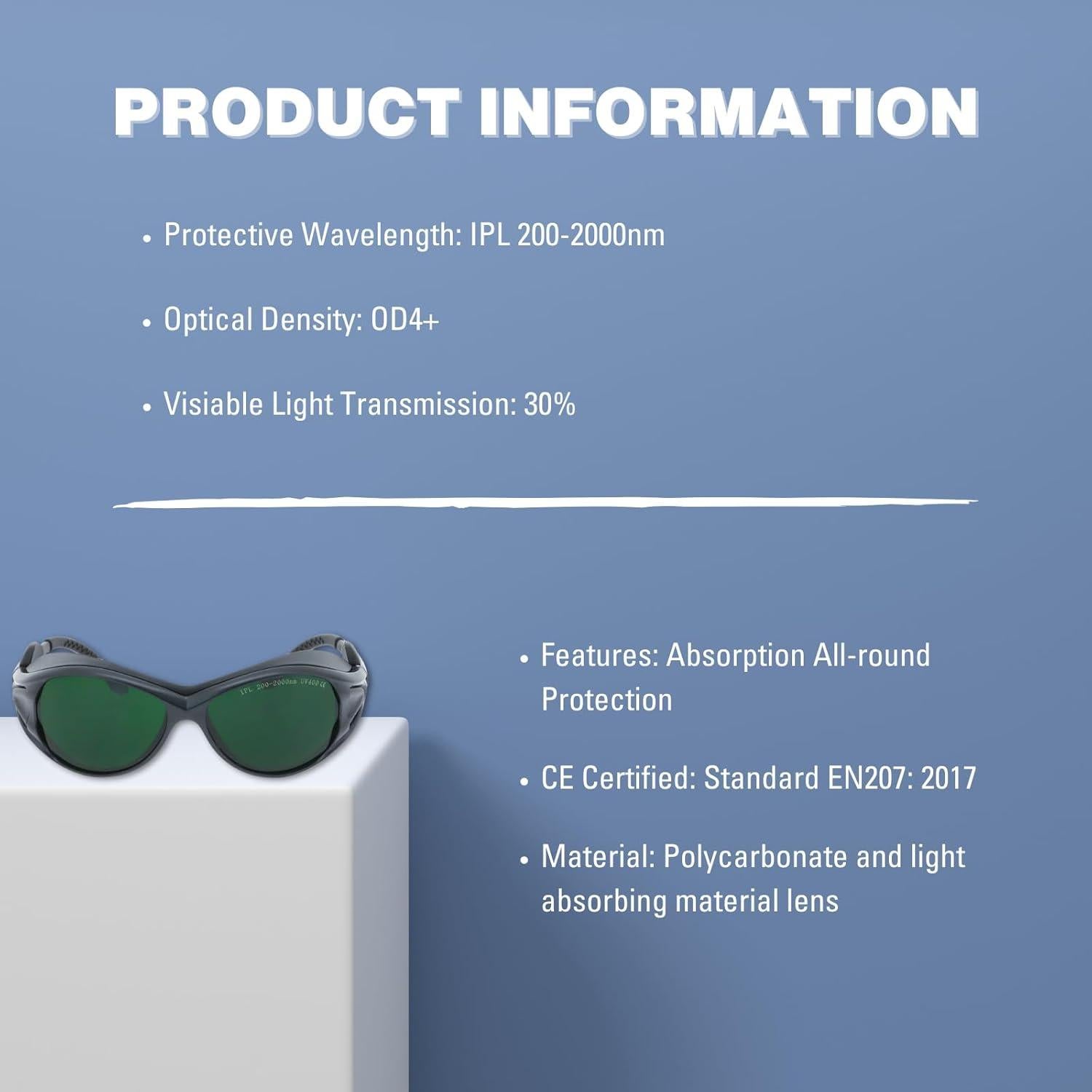 Gafas de Protección MCWlaser para Terapia de Luz LED 200nm-2000nm